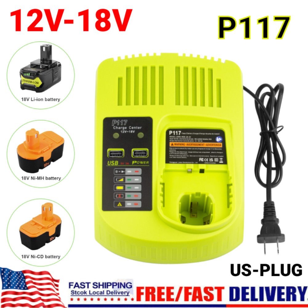 P117 Fast Charger For RYOBI One+ Plus P108 18V High Capacity Lithium Battery New