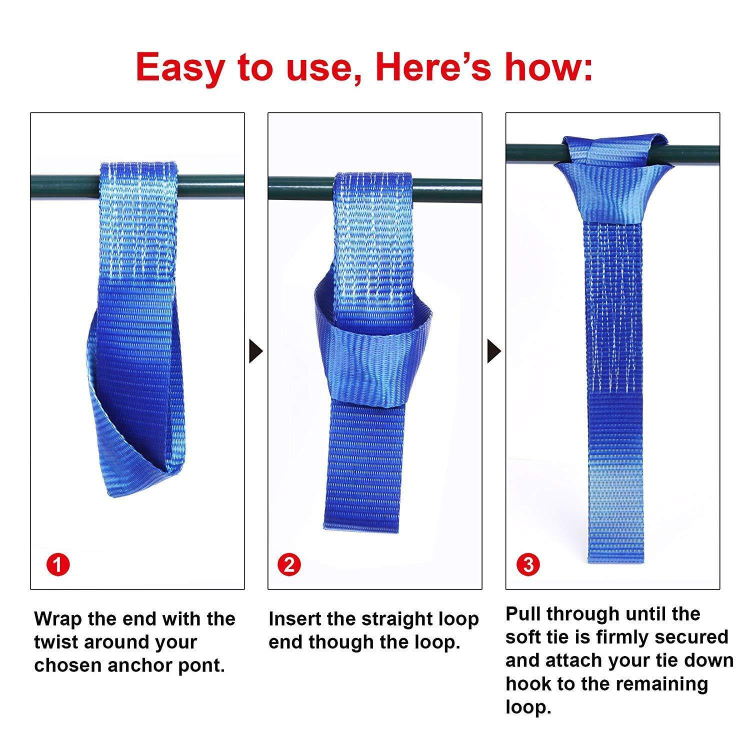 Soft Loop Tie Down Straps – 1,500Lbs Load Capacity & 4,500 Lbs Breaking Strength