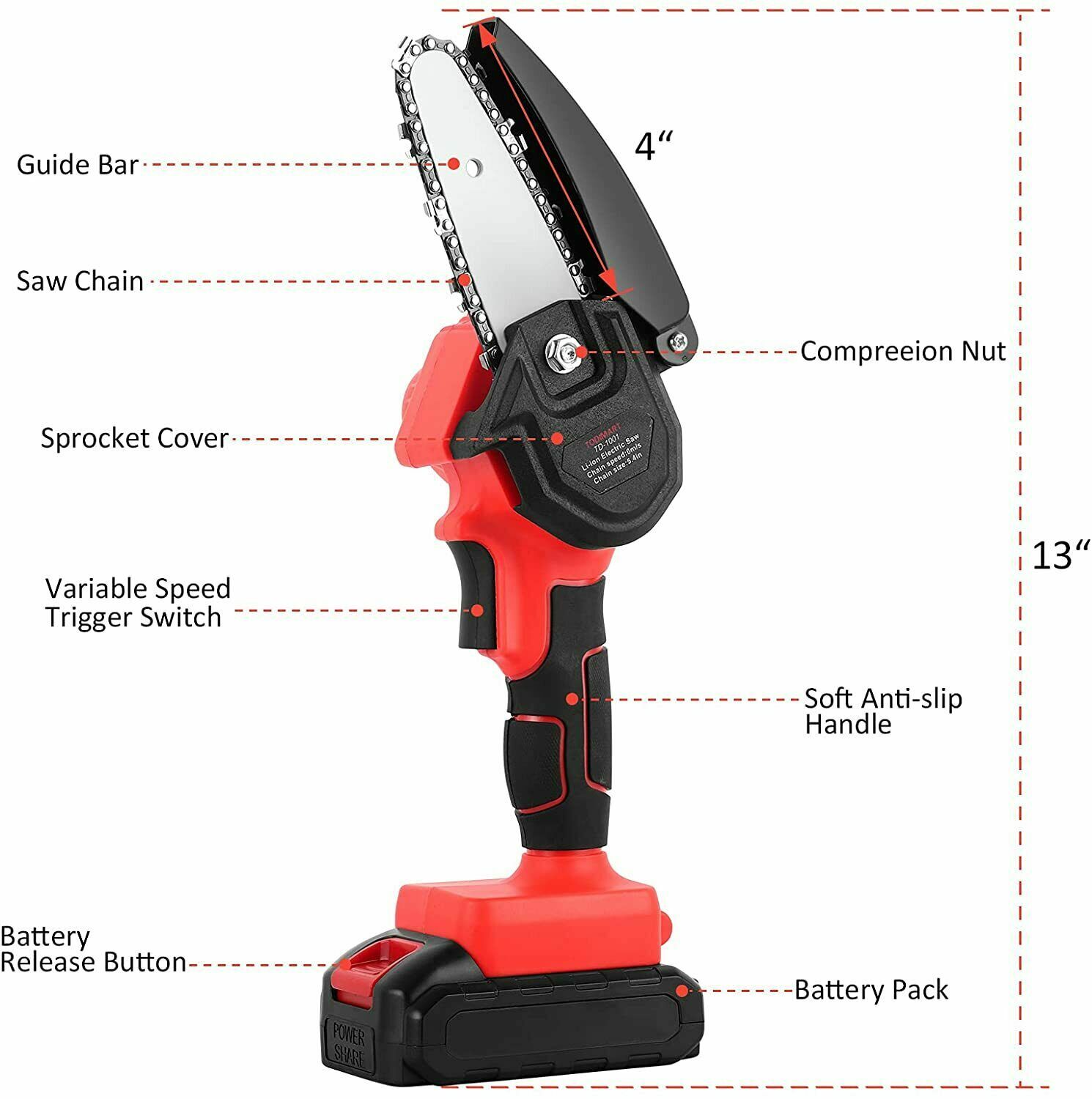 New Mini Chainsaw Electric Wood Cutter Cordless Chain Saw with battery & 2 Chain