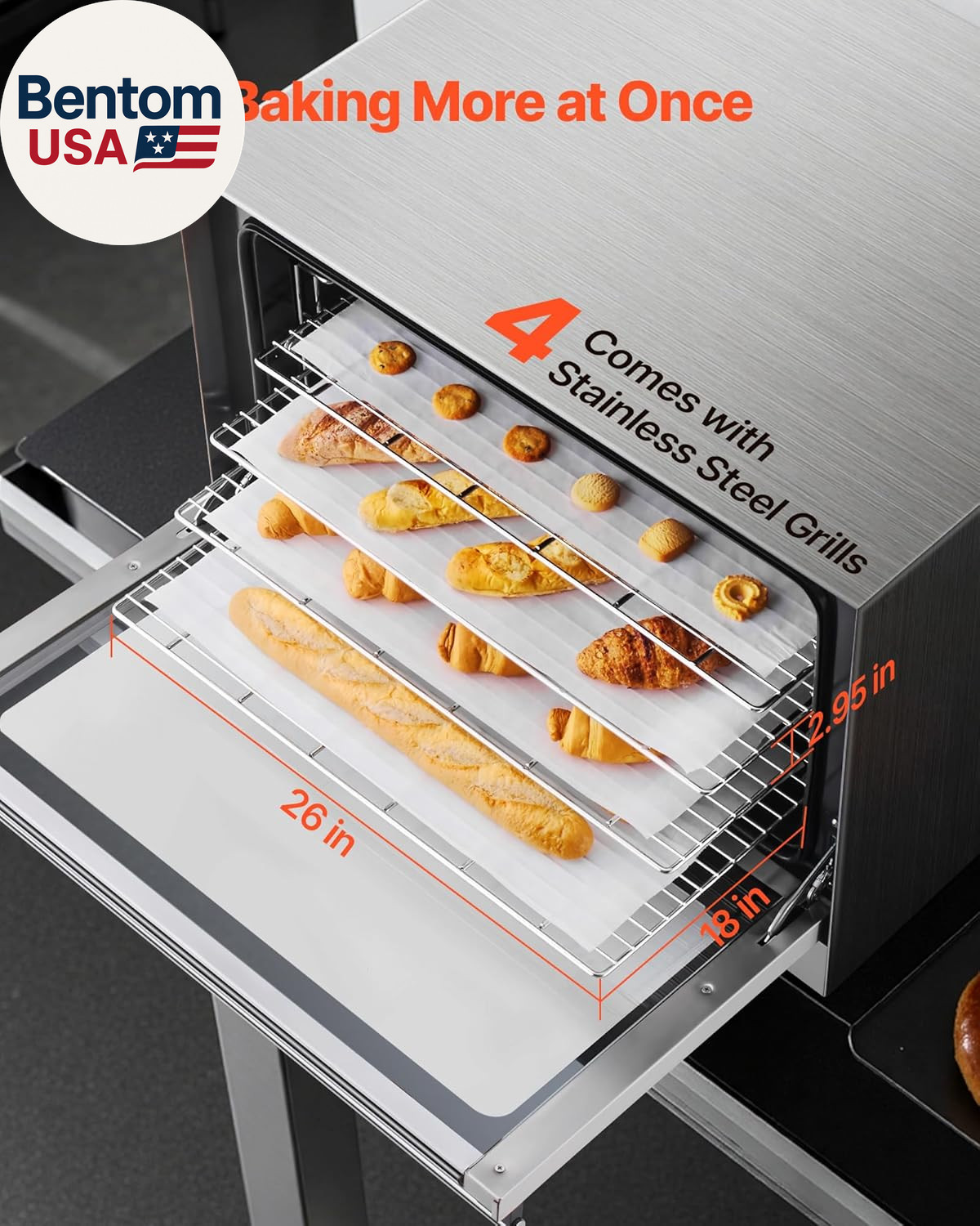 Commercial Convection Oven, 4.24 Cu.Ft Countertop Oven for Full-Size Pans, Elect