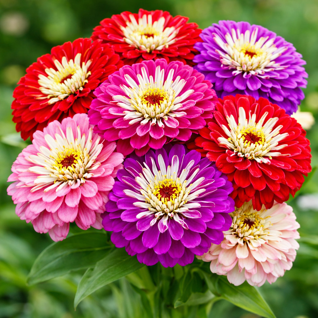 Zinnia METEOR SHOWER Mixed Colors 5″ Large Double Blooms – Non GMO