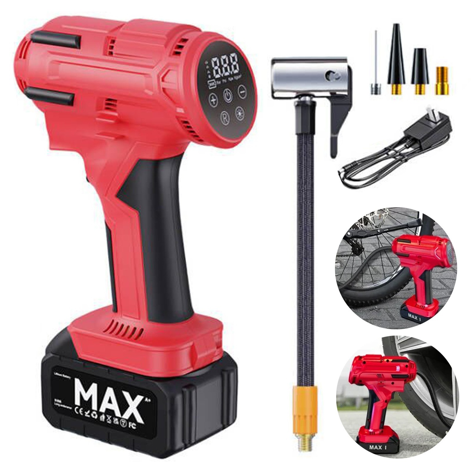 21V 150PSI Cordless Rechargeable Battery Air Compressor Pump Car Tire Inflator