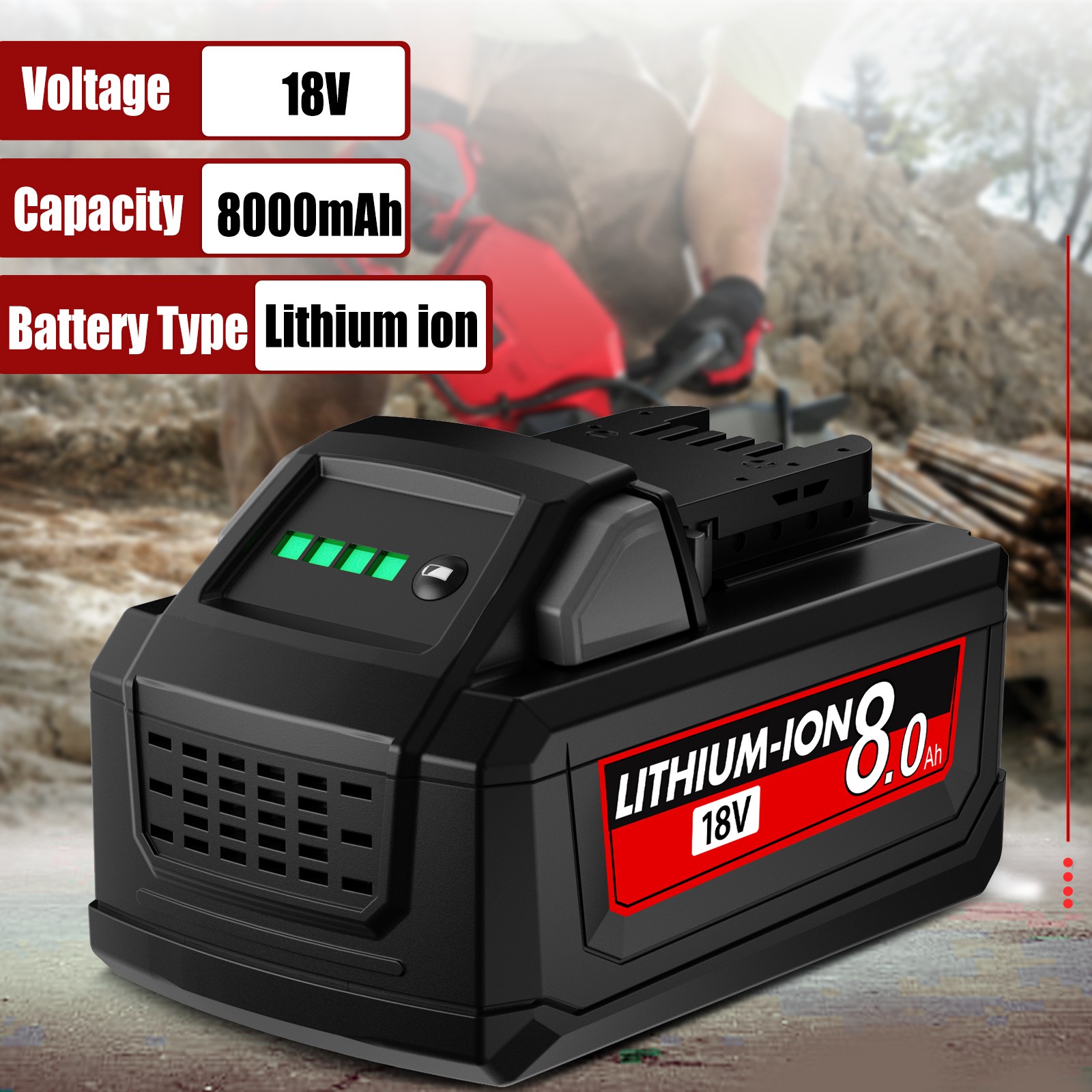 2PCS 8AH For Milwaukee For M18 18Volt Lithium 8.0AH Extended Capacity Battery