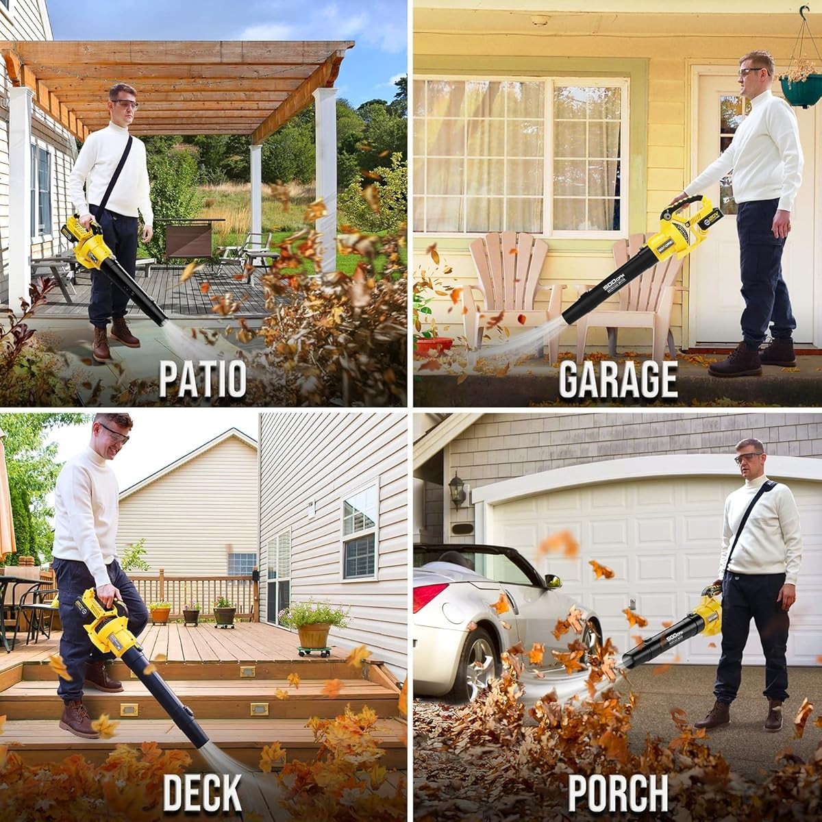 SOMOREI Cordless Leaf Blower – 500 CFM Brushless Electric Blower with 2 Packs 4.