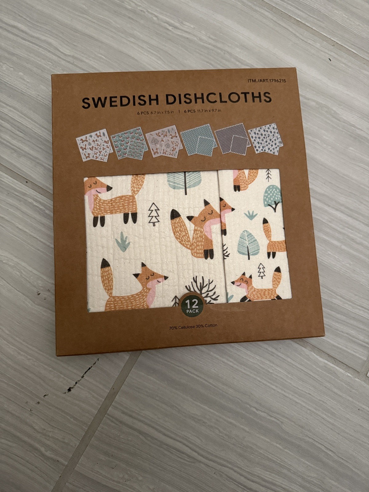 Set of 12 pcs SWEDISH DISHCLOTHS 6pcs 6.7in x 7.5in & 6pcs 11.7in x 9.7in 2 size