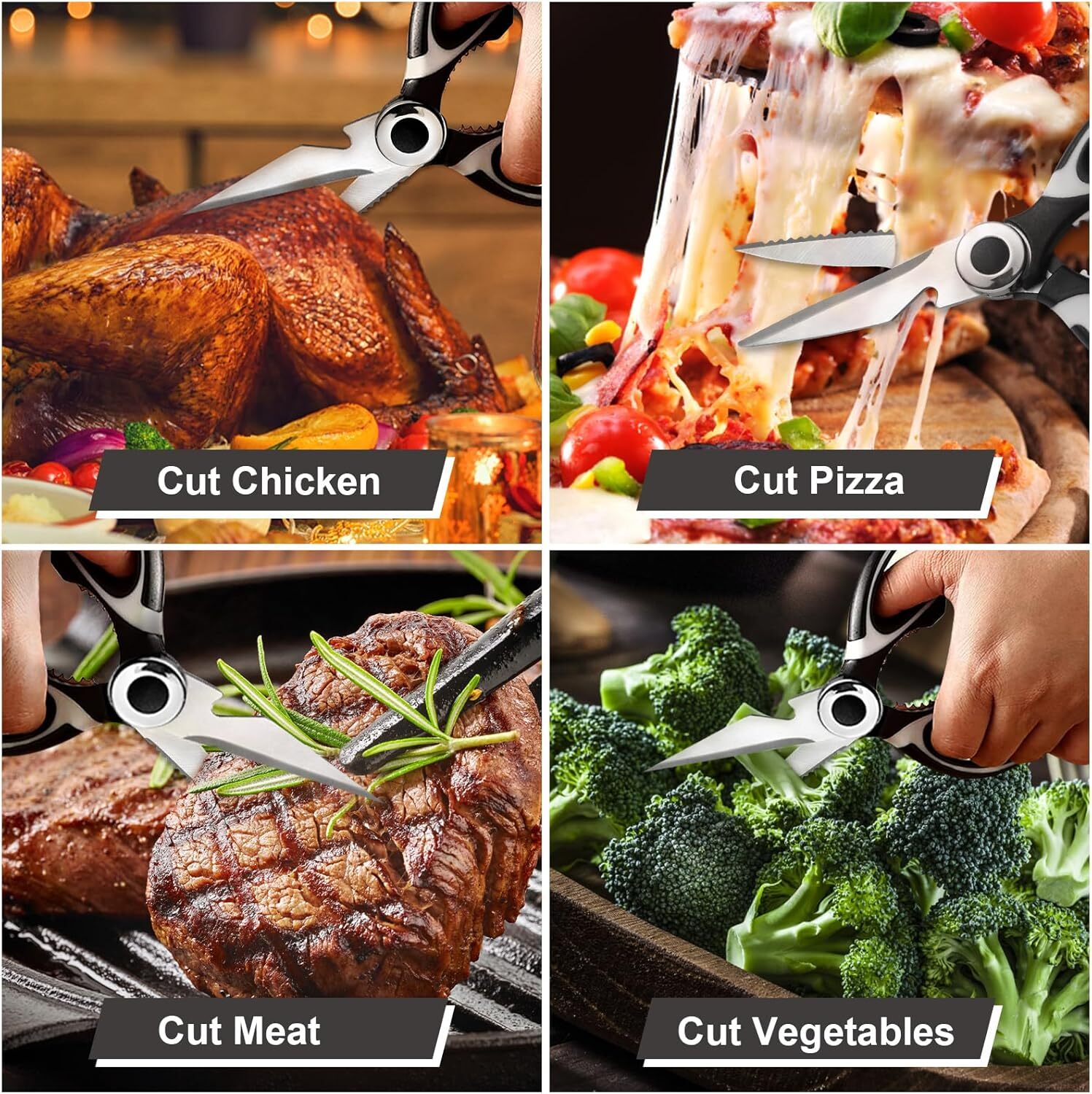 Stainless Steel Kitchen Shears Heavy Duty Scissors for Meat Fish Chicken Bones