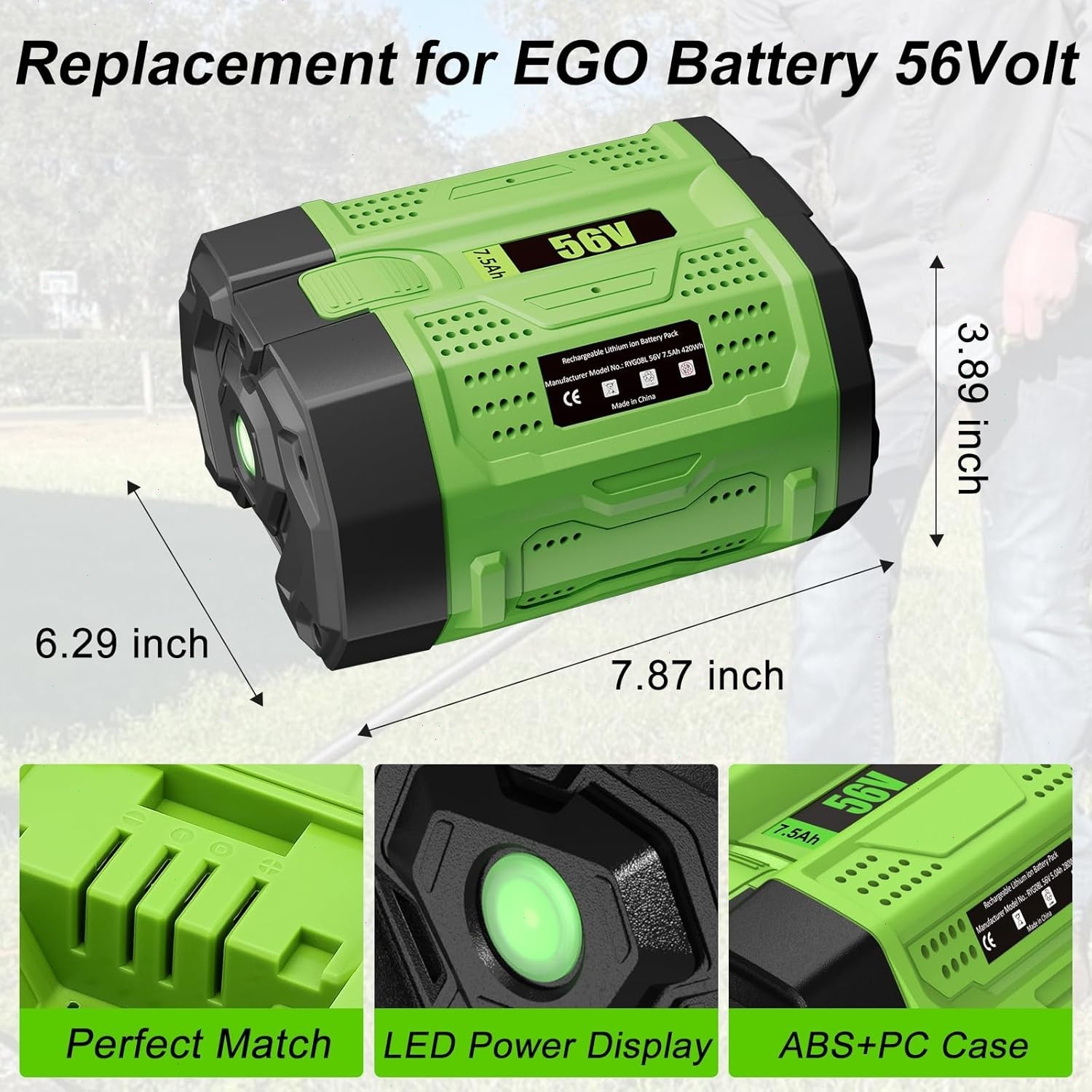 Genuine EGO POWER+ BA2800T 56V 7.5 Ah Lithium-ion Battery Upgrade Fuel Gauge