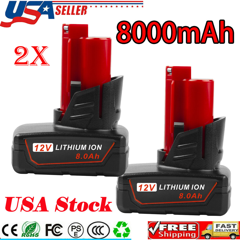 2Pack For Milwaukee 48-11-2460 for M12 LITHIUM 8.0Ah Extended Capacity Battery