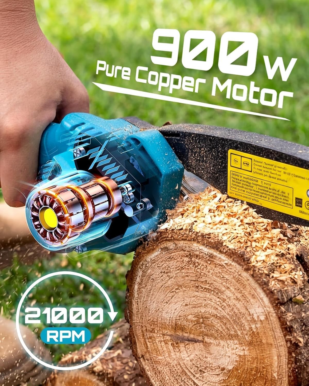 Seesii Mini Chainsaw, 6-inch Mini Chainsaw Cordless, Handheld Electric Power Cha