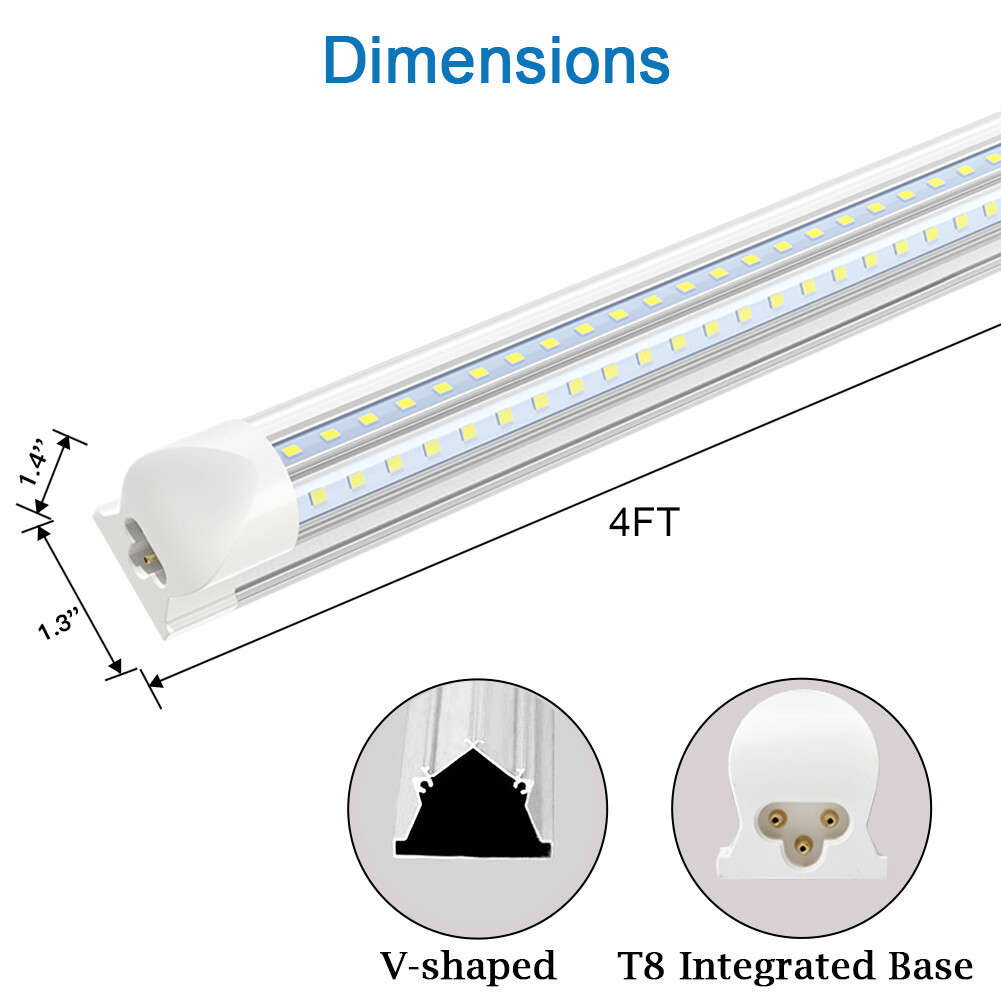 T8 LED Tube Light Bulb 6500K 2FT 3FT 4FT 5FT 6FT 8FT LED Shop Light Fixture Lamp
