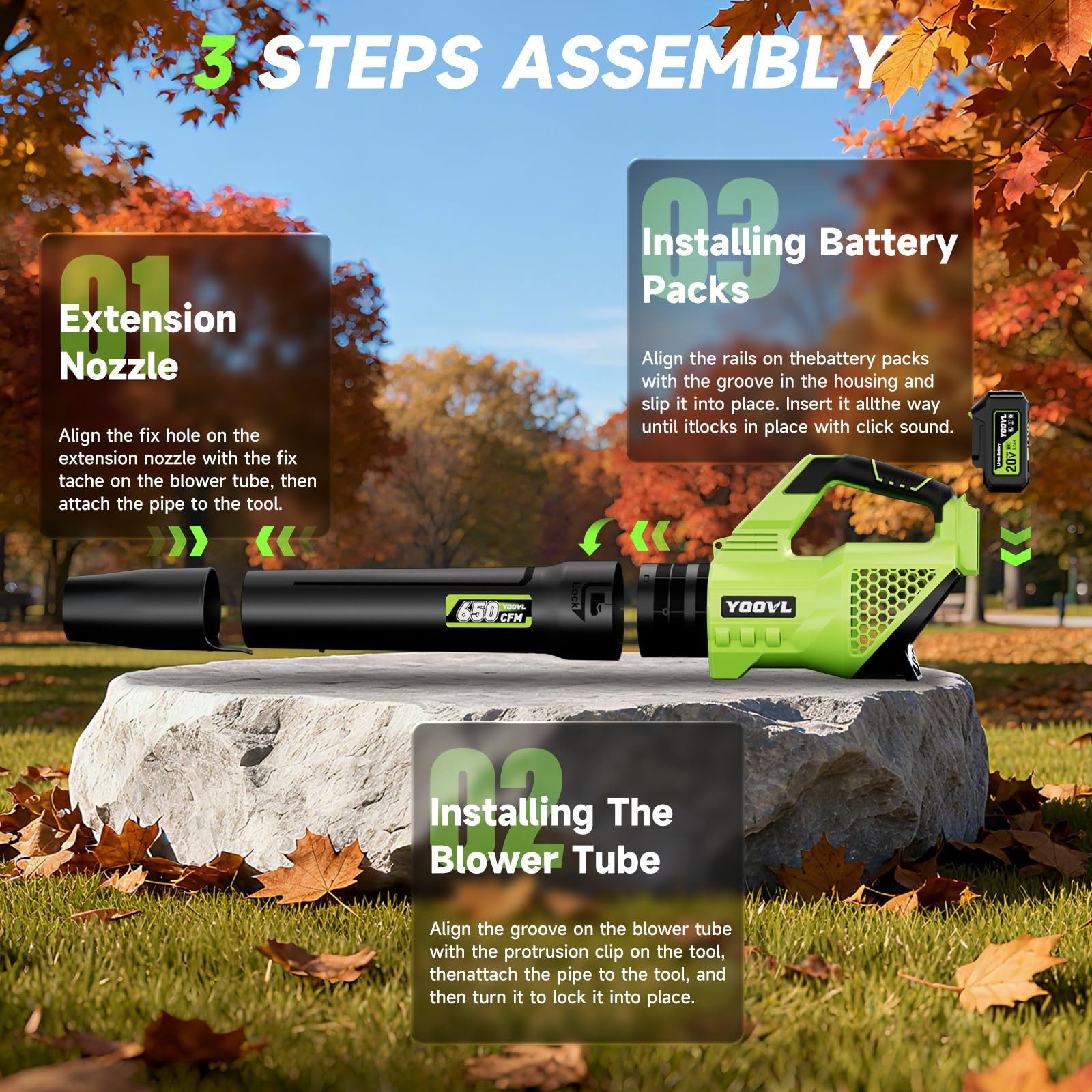 Leaf Blower Cordless, 650CFM Electric Leaf Blowers with 2 x 5.2Ah Batteries a…