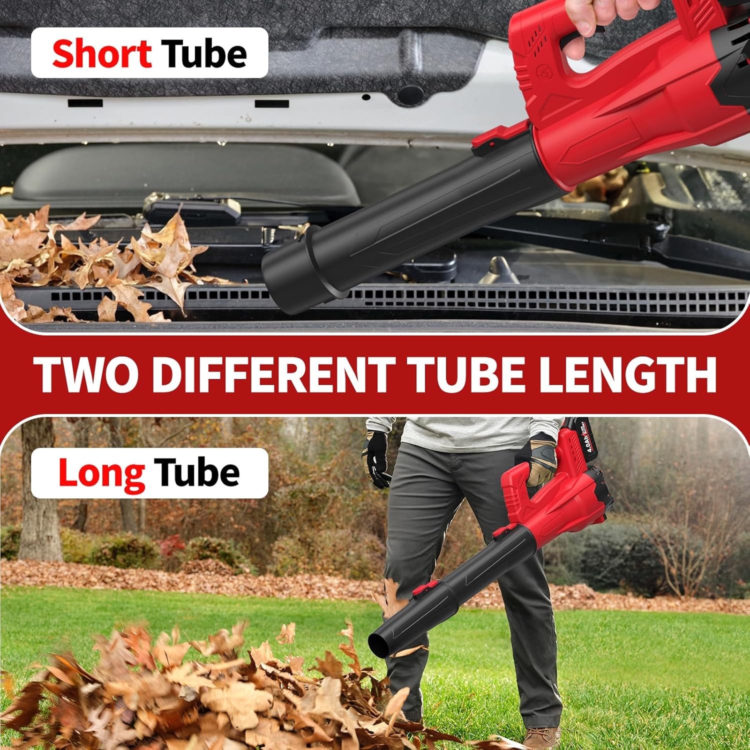 Electric Leaf Blower Cordless, 21V Battery Powered leaf blower with 2*2.0Ah Batt