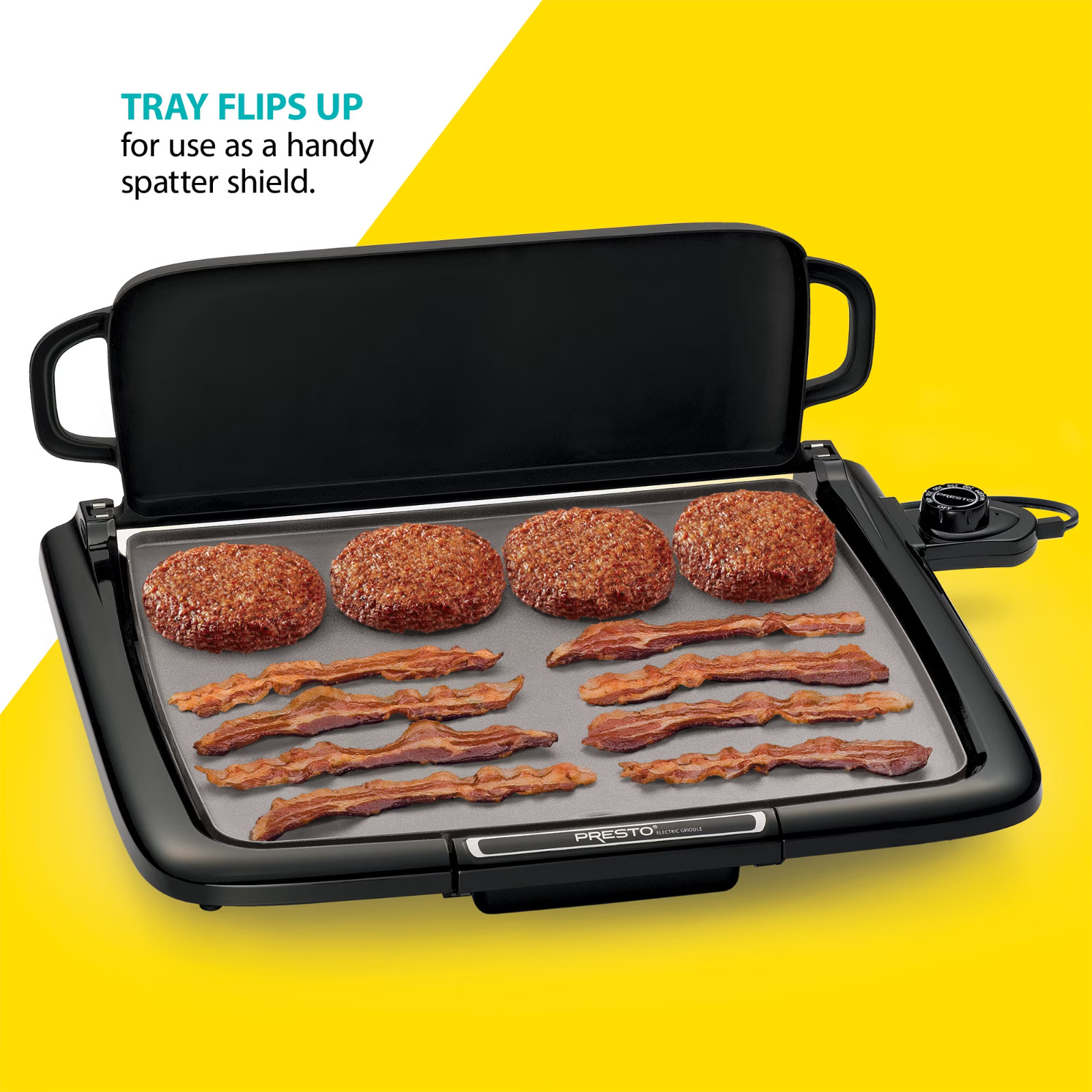 Presto Ceramic Electric Griddle/Warmer Plus, Black 07024, Dishwasher Safe Parts