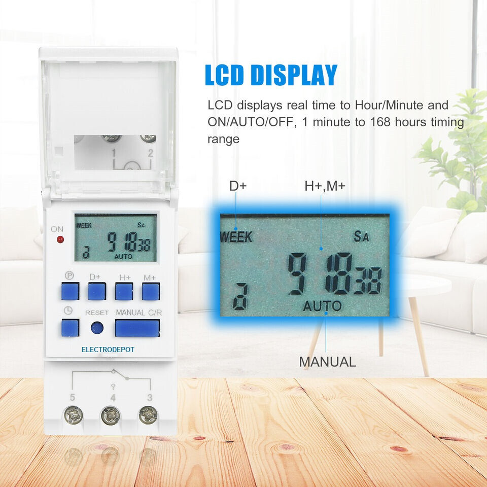 220V 7 Day Timer Programmable 24 hrs Weekly Digital Time Switch 240V FREE DIN