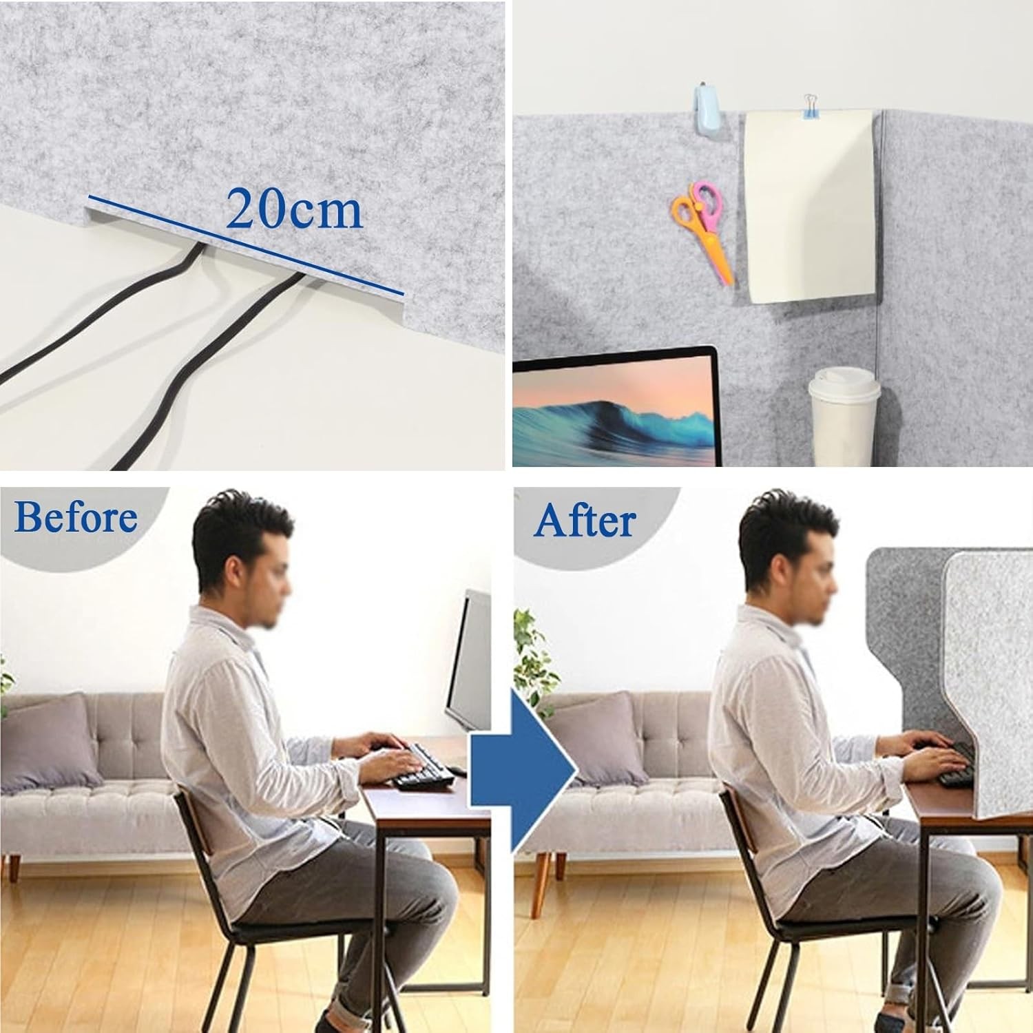 Classroom Privacy Screen 60/80/100cm Desk Divider Partition Freestanding #R019