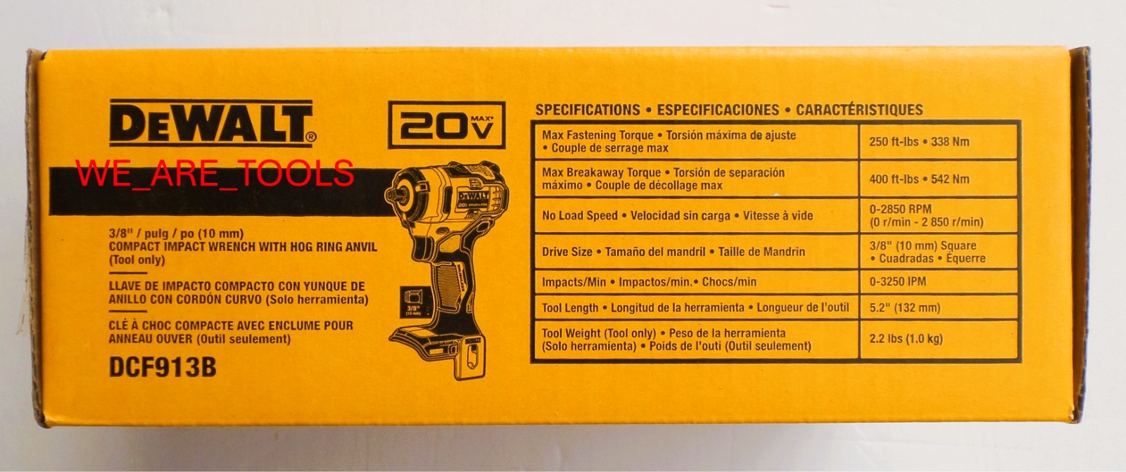 Dewalt DCF913B 20V Max 3/8″ Compact Brushless Impact Wrench with Hog Ring Anvil