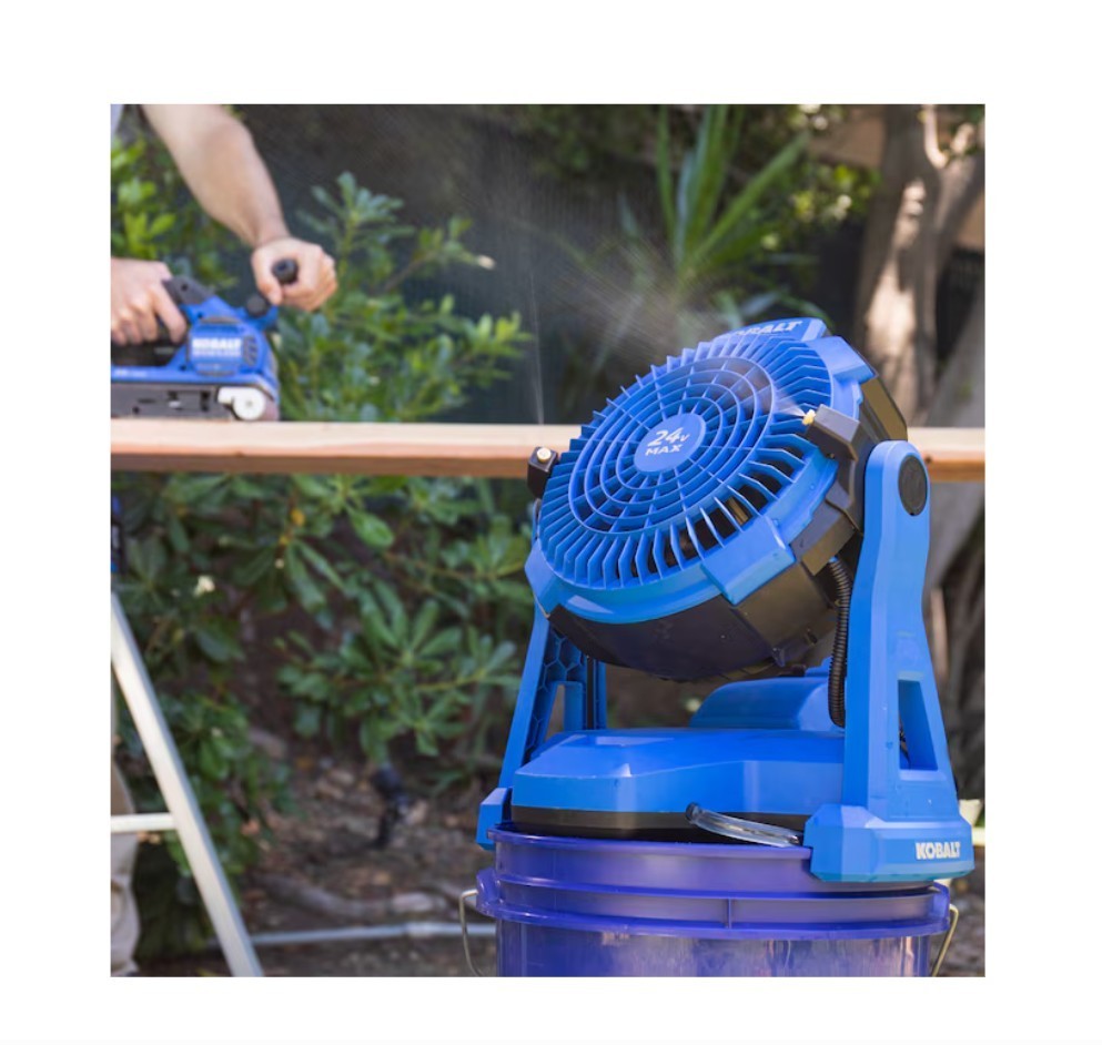 [HOT DEAL] Kobalt 7-In High Velocity Misting Jobsite Fan Battery Powered Blue