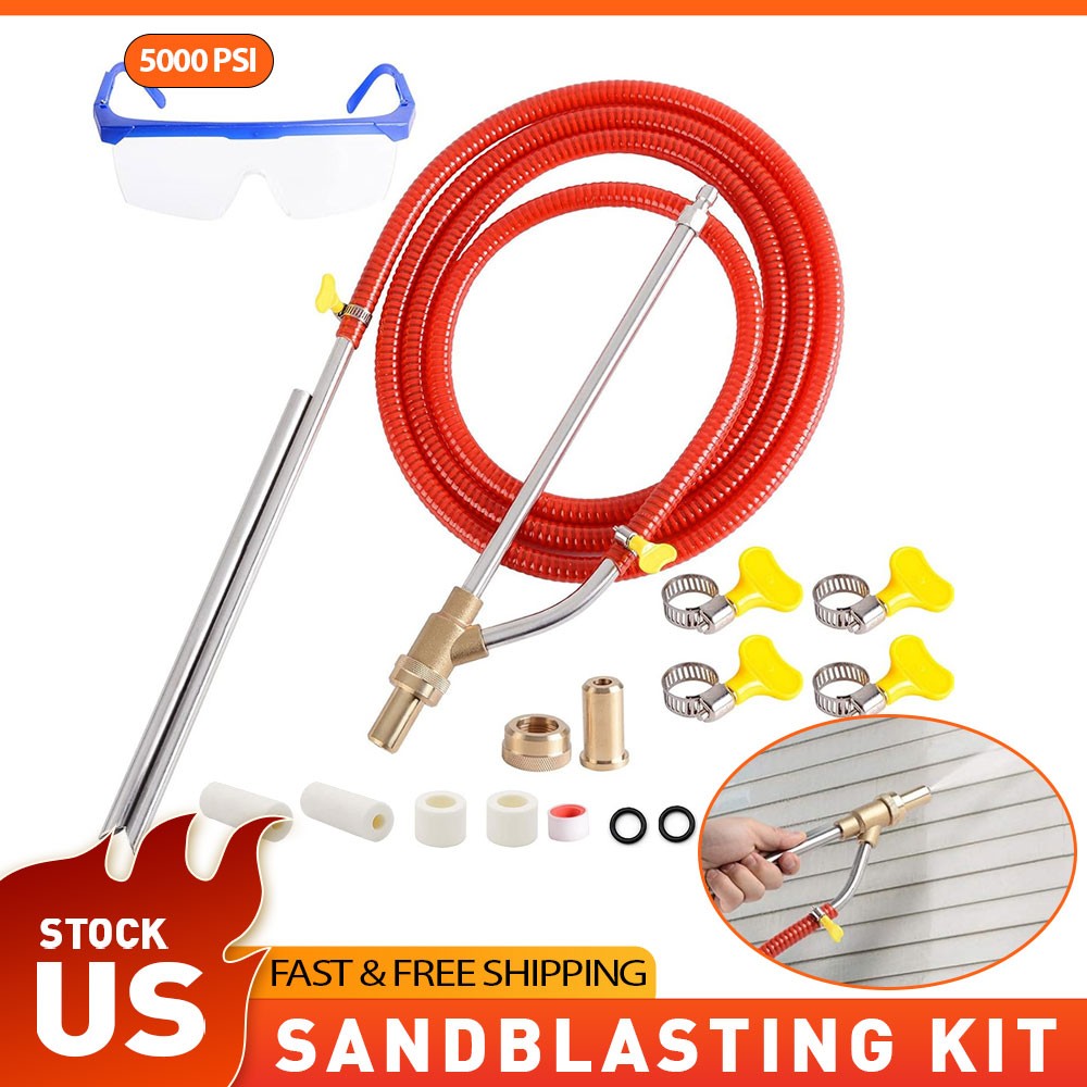 5000 PSI Pressure Washer Sandblasting Kit Wet Abrasive Sand Blaster Attachment