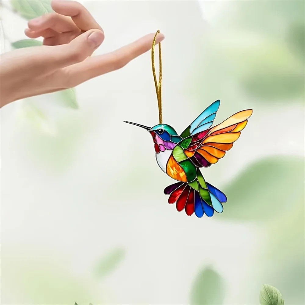 8cm Acrylic 2D Hummingbird Wind Chime Suncatcher Home Garden Decor