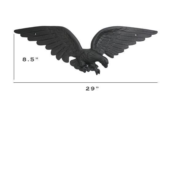Eagle Wall Mount, Black PVC, 29W x 8.5H inches, Americana Outdoor Decor