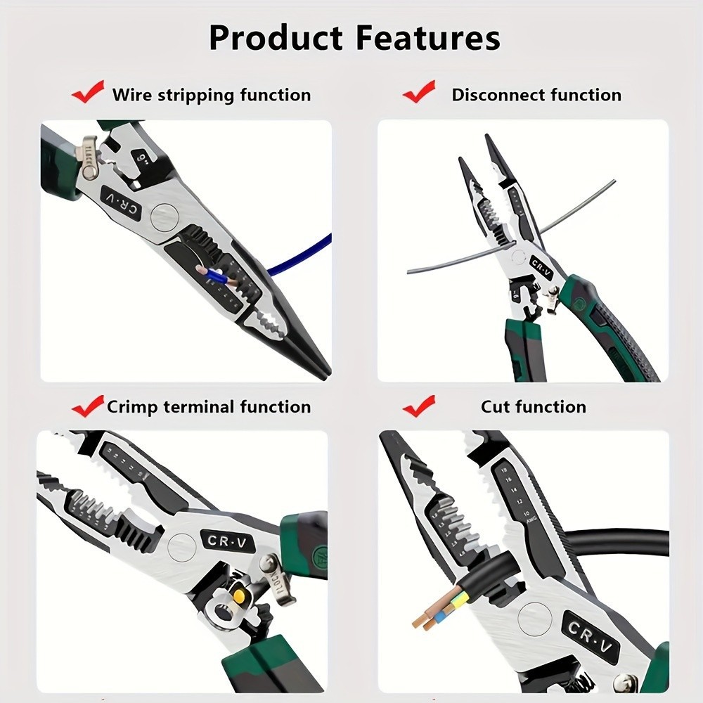 Multifunctional Electrician Pliers -CR-V Steel for Wire Work & Electrical Repair