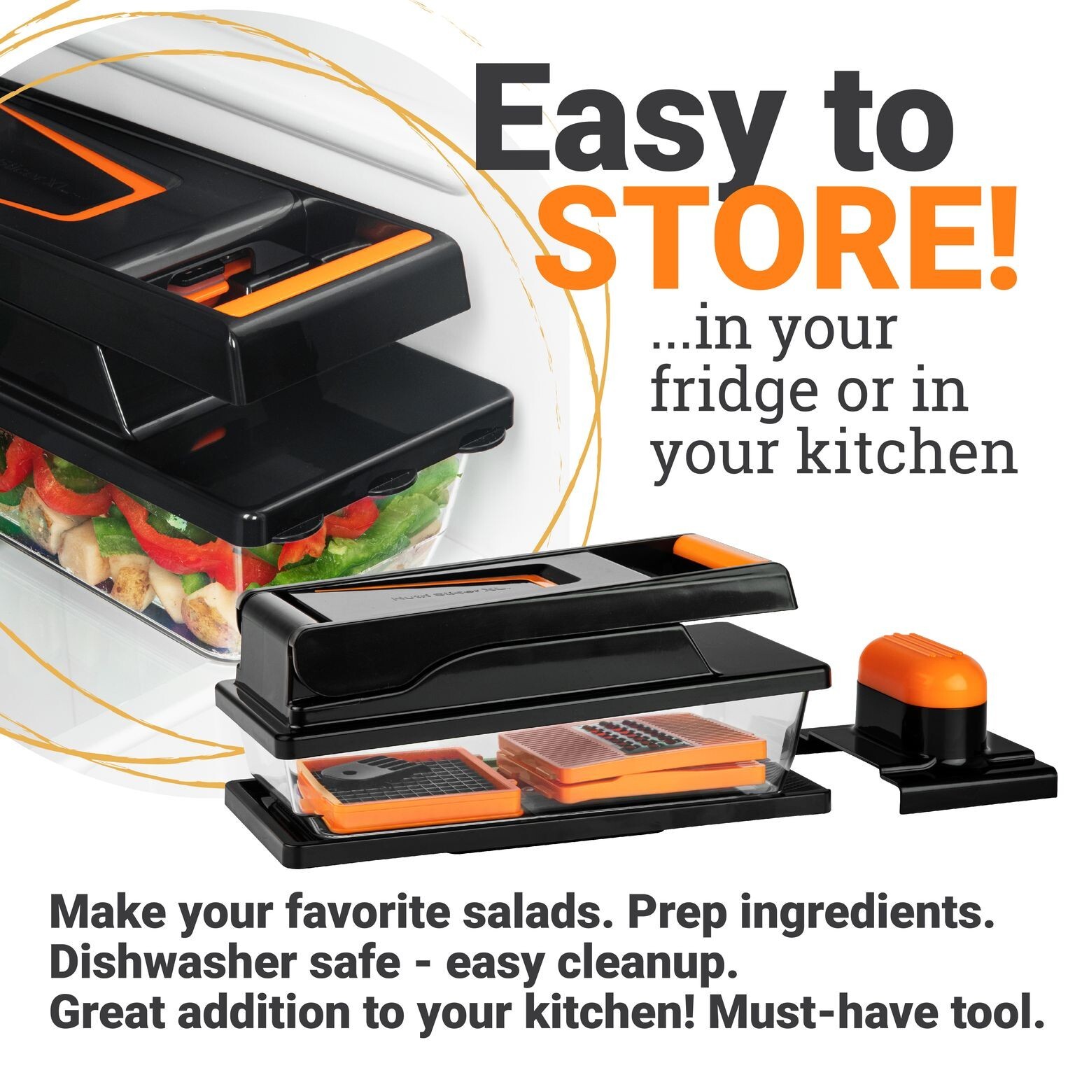 Nutrislicer XL All in 1 Mandoline Slicer and Vegetable Chopper with Container