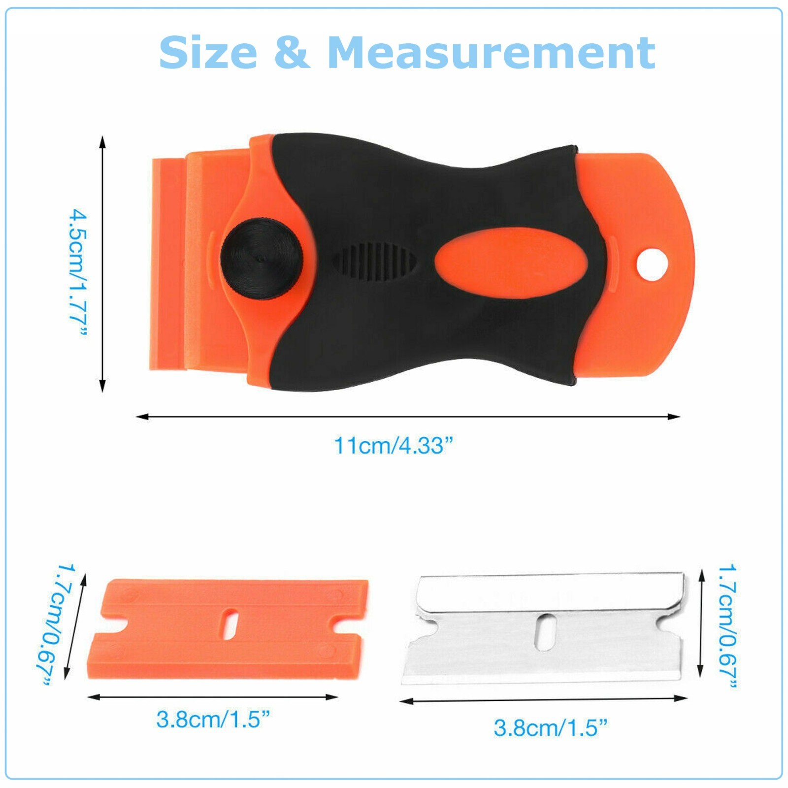 102 Pcs Plastic Razor Blades + 2 Razor Scraper Double Edged Sticker Removal Tool