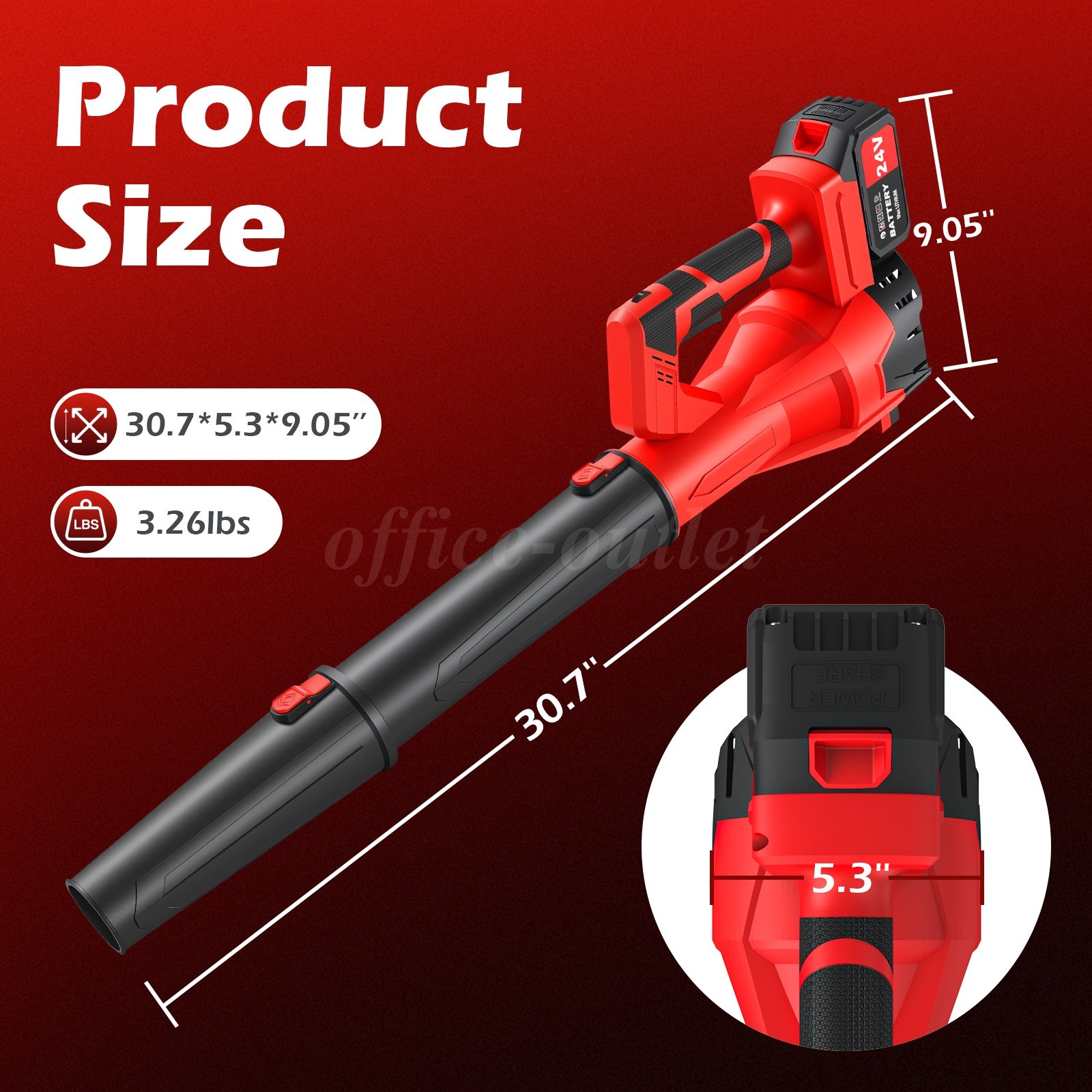 21V High Power Cordless Leaf Blower 6 Speeds Dual 6.0Ah Batteries For Yard Clean