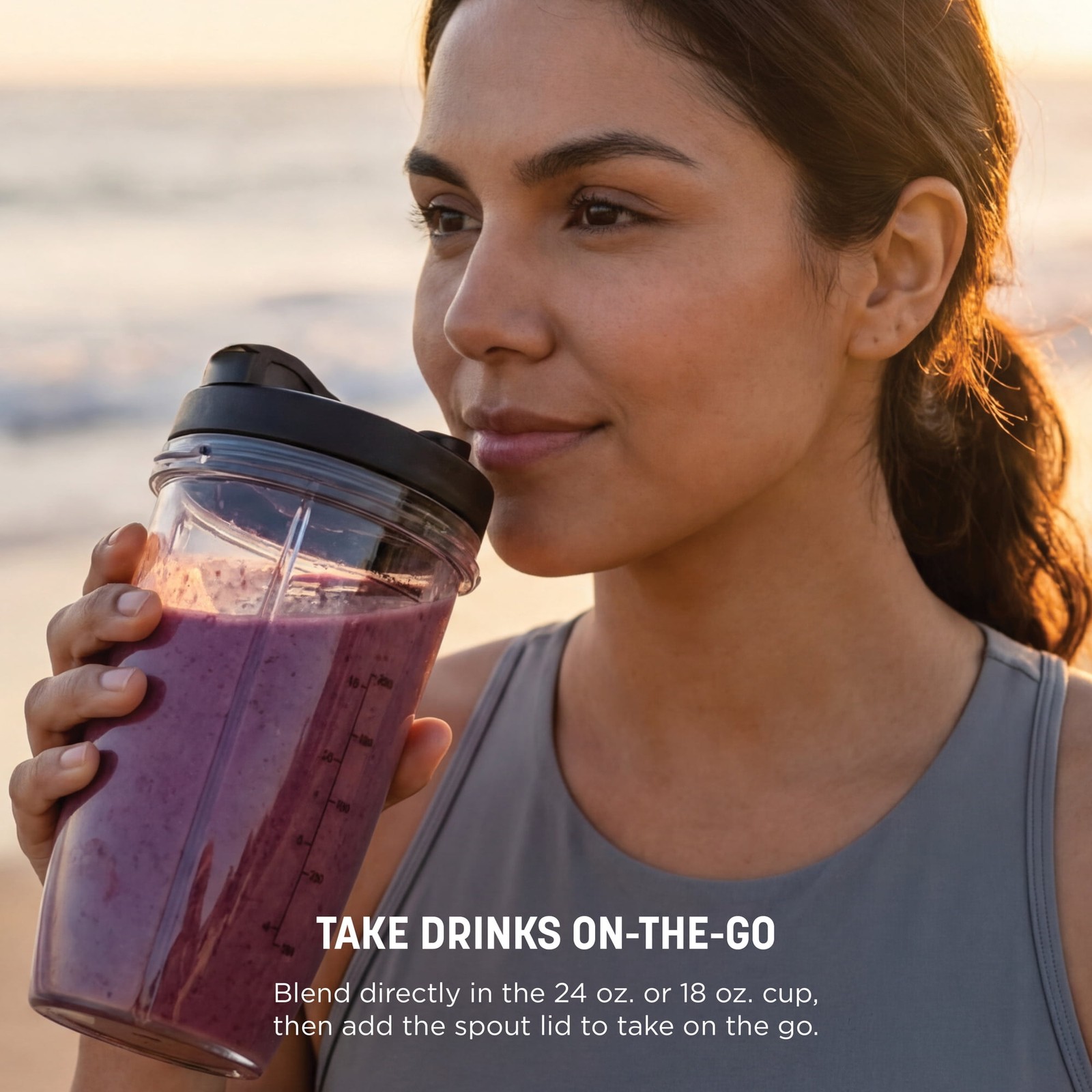 Ninja Nutri Pro Compact Personal Blender, 18Oz and 24-Oz To-Go Cups & Spout Lids