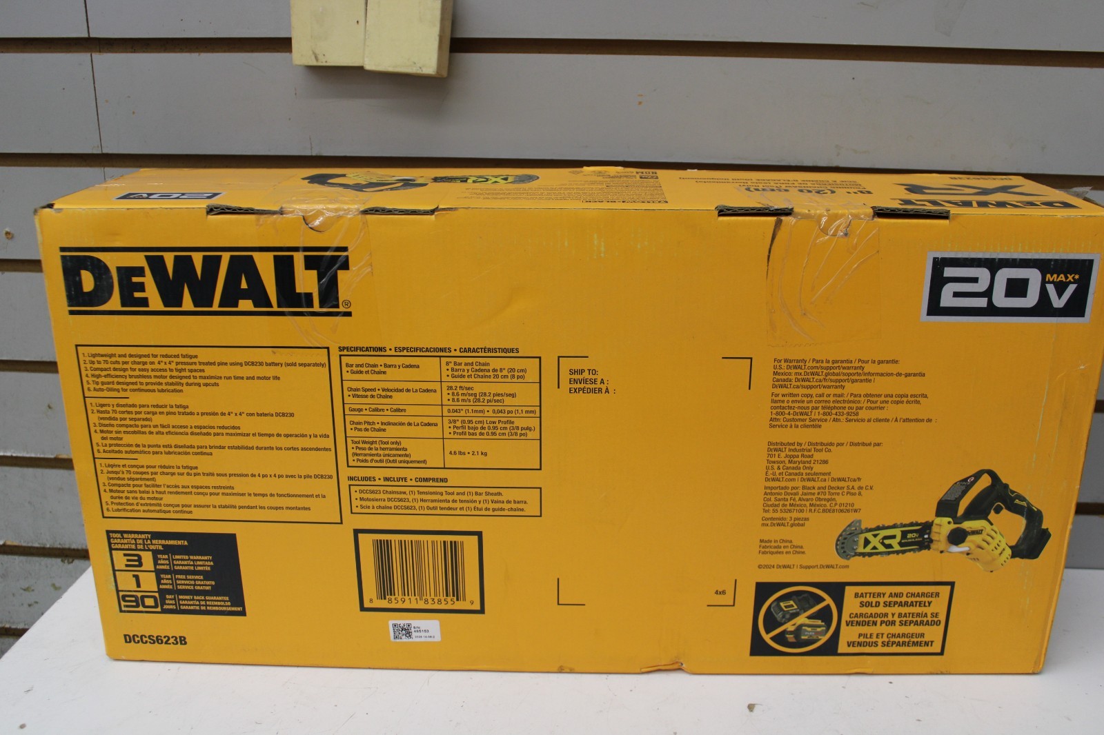 DeWalt DCCS623B 20V MAX 8″ Brushless Cordless Pruning Chainsaw 2026 FREE SHIPPIN
