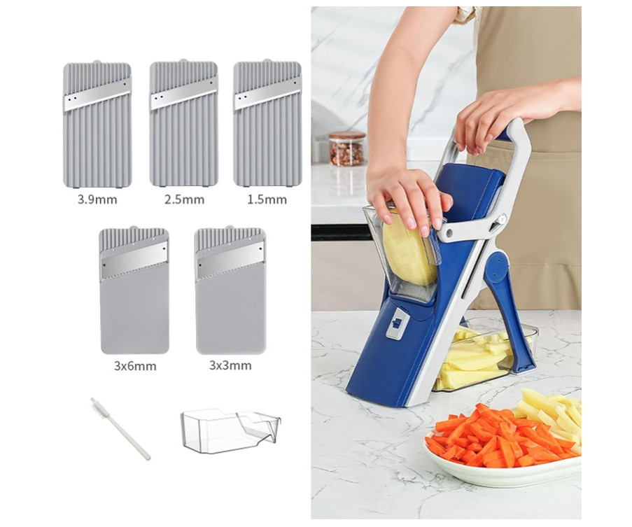 Safe Multifunctional Mandoline Slicer 5 in 1 Vegetable Chopper, Pro Food Chopper