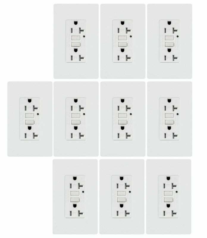 10 Pack 20A GFCI outlet Tamper Resistant Receptacle Wallplate White ETL listed