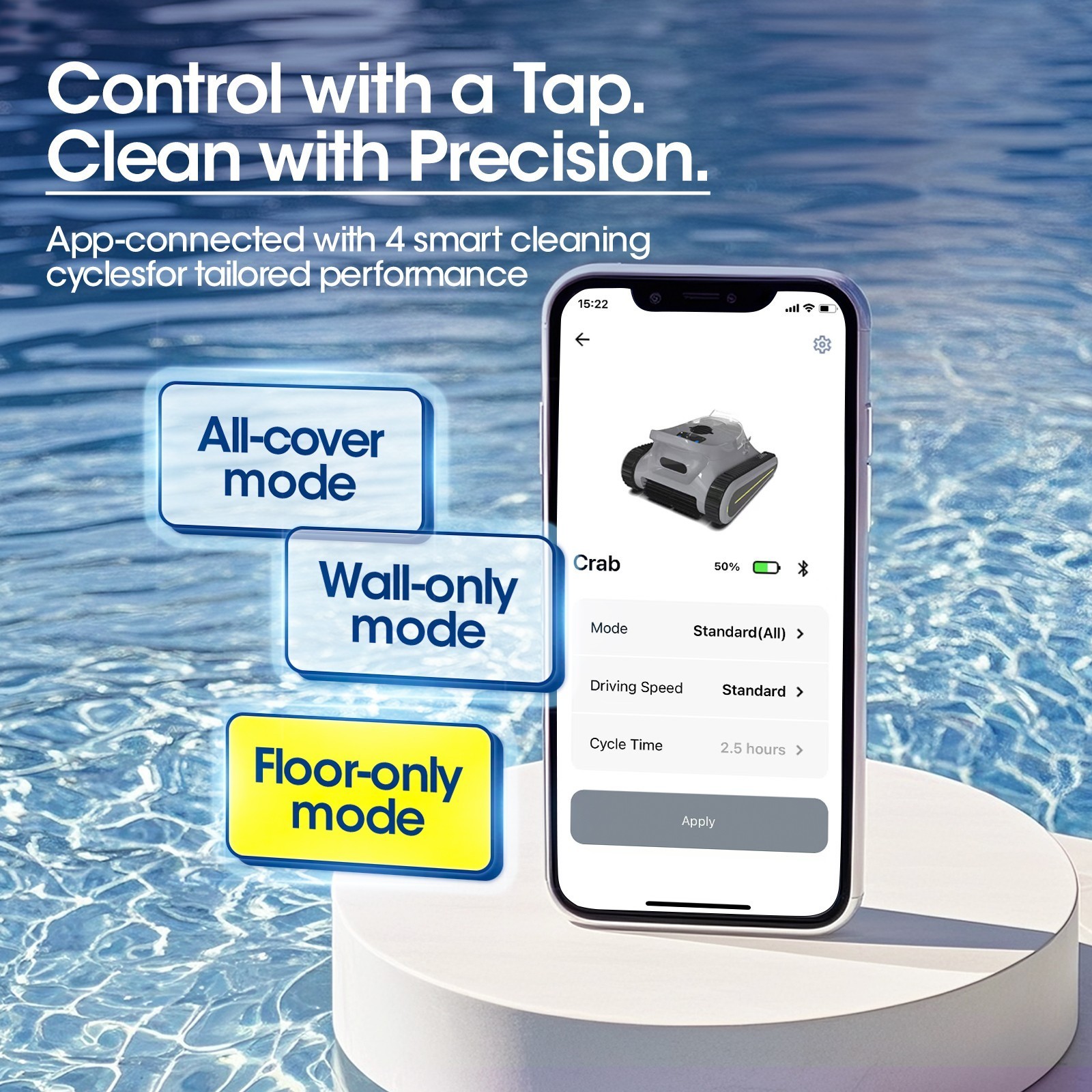 Seauto Cordless Robotic Pool Cleaner Wall & Waterline Cleaning Up To 2000 Sq.Ft
