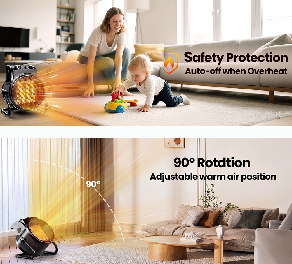 ELECTRIC FORCED AIR HEATER WHOLE ROOM SPACE HEATER PORTABLE FAST HEAT ETL LISTED