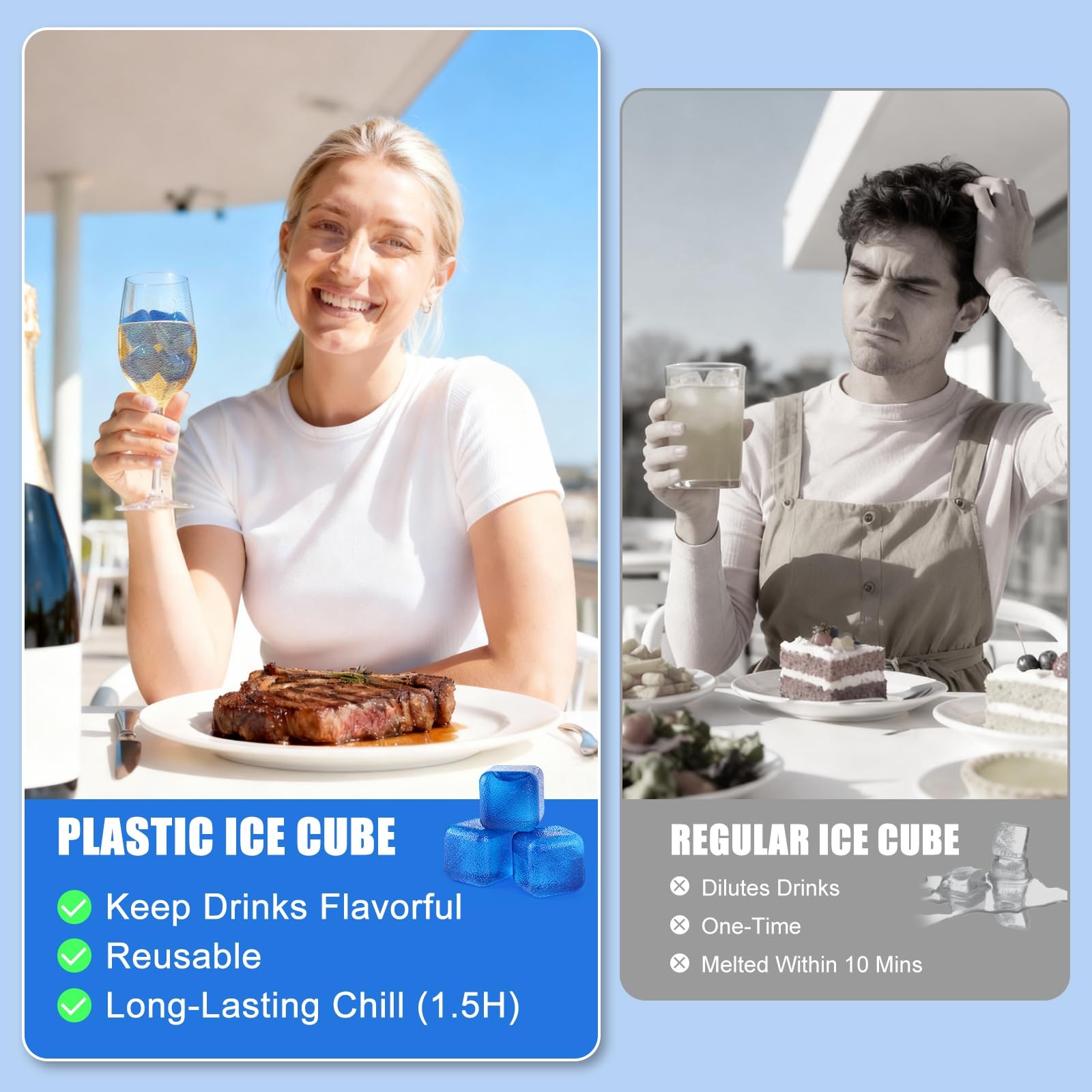 300 PCS Reusable Ice Cube for Drink, Refreezable Plastic ice Cubes Without Di…