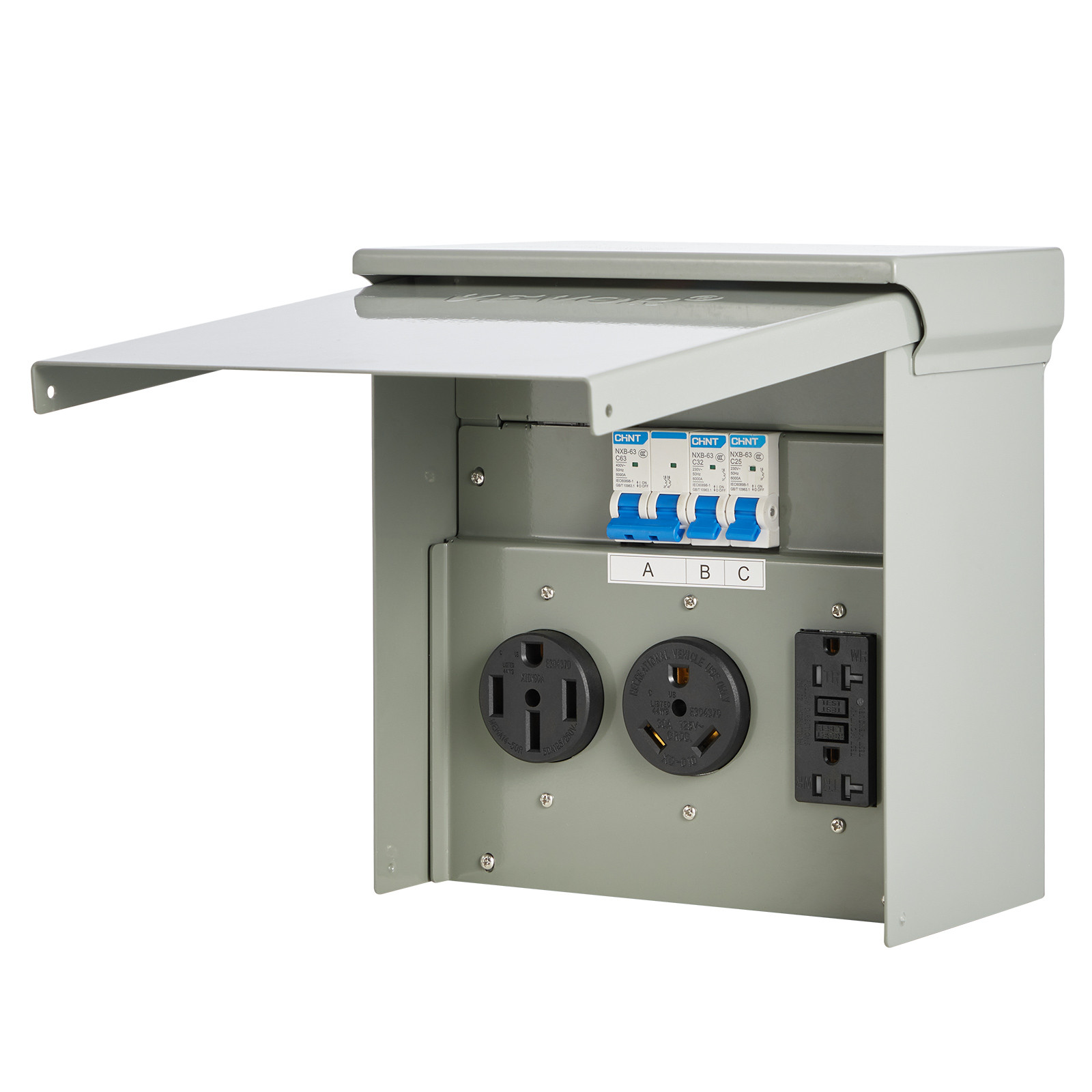 VEVOR Temporary Power Outlet Panel RV Electrical Panel 20 30 50 Amp Outlet Box