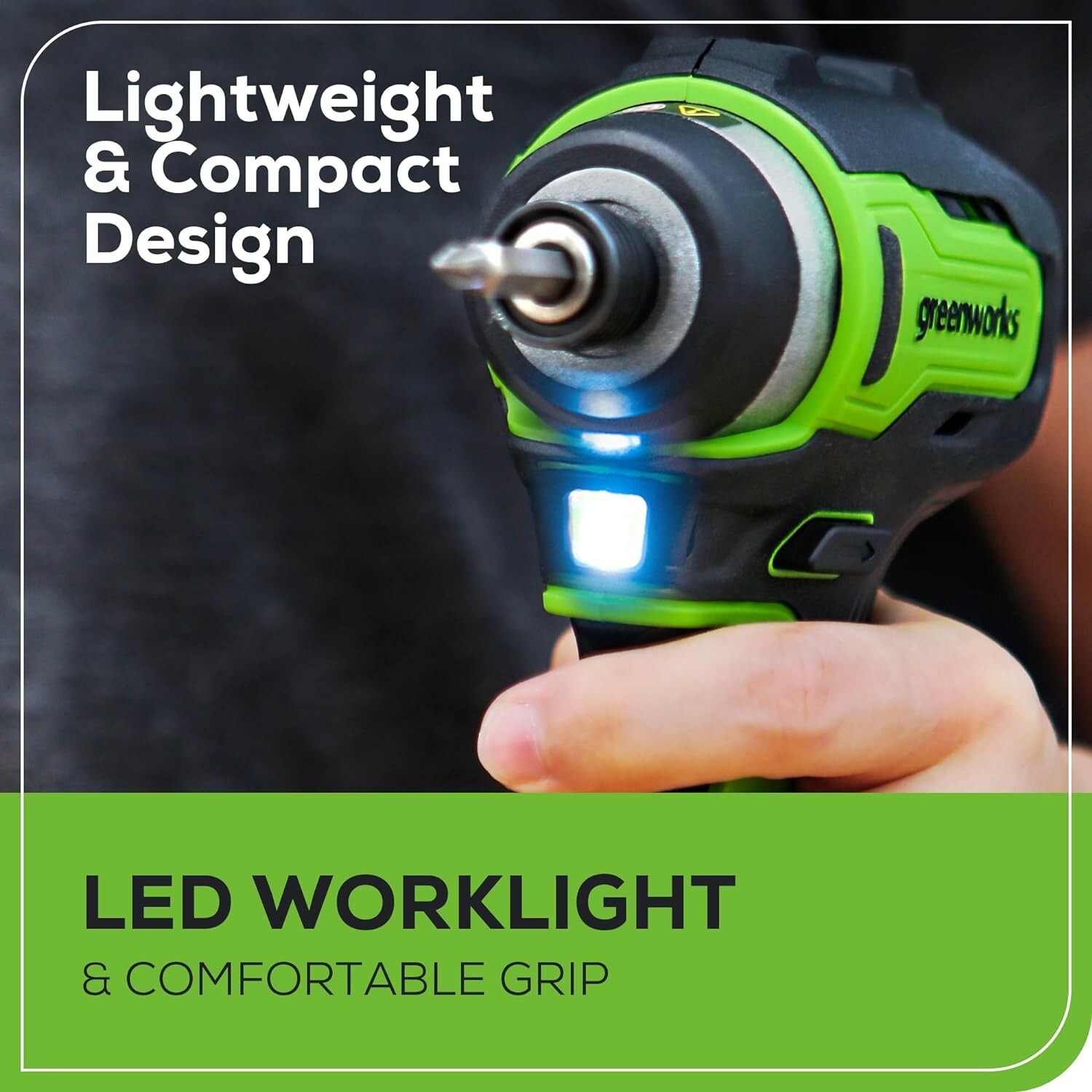 Greenworks 24V Brushless 1/4″ Cordless Impact Driver, (2) 2.0Ah Batteries, Comp