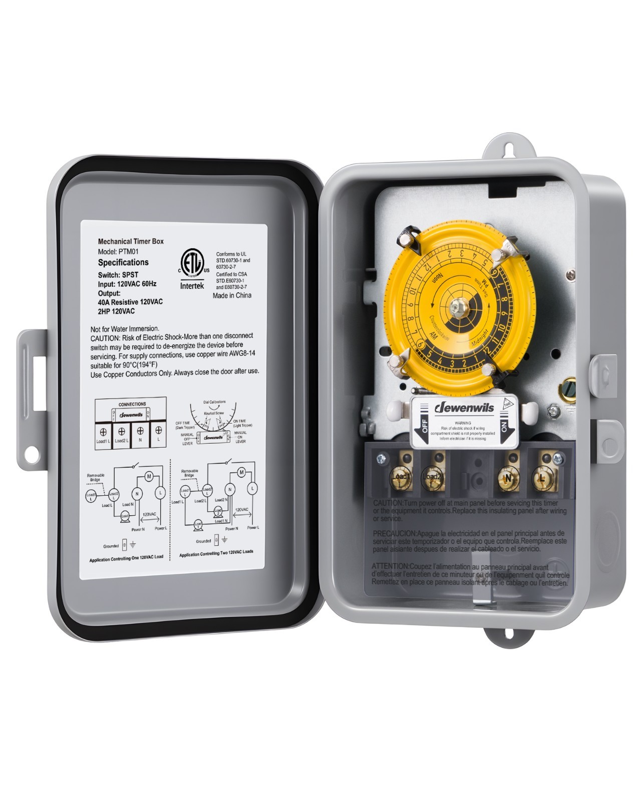 Heavy Duty 2HP 40A Pool Pump Timer 24 Hour Programmable Outdoor Weatherproof