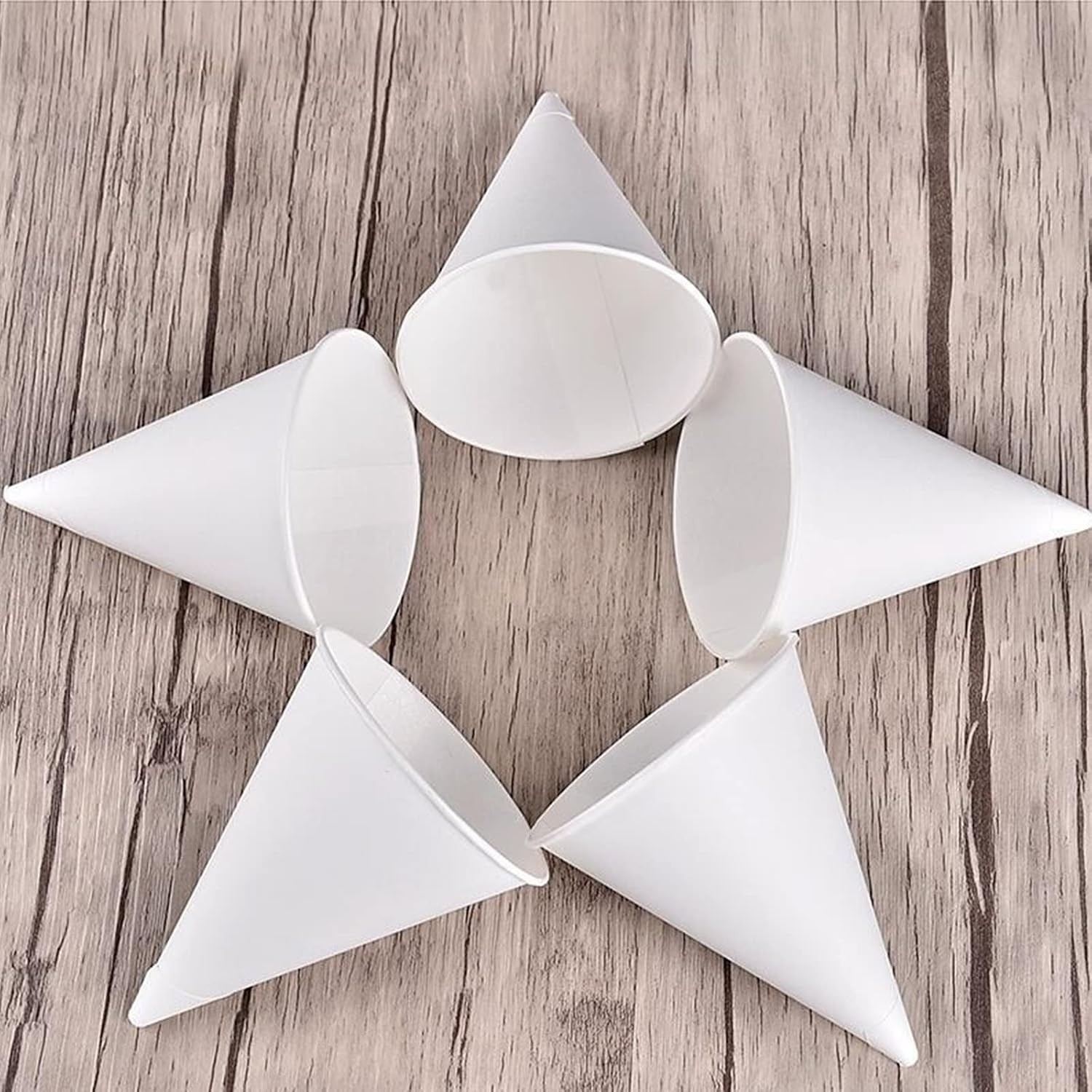 6 oz Snow Cone Cups, 100pc White Paper Cone Cups Wax Coated Leakproof Cone Paper