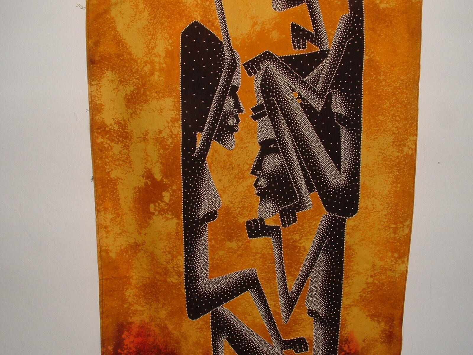 African Style Fabric Wall Hanging, 56″ Long, Lukman, Age Unknown, pre-owned