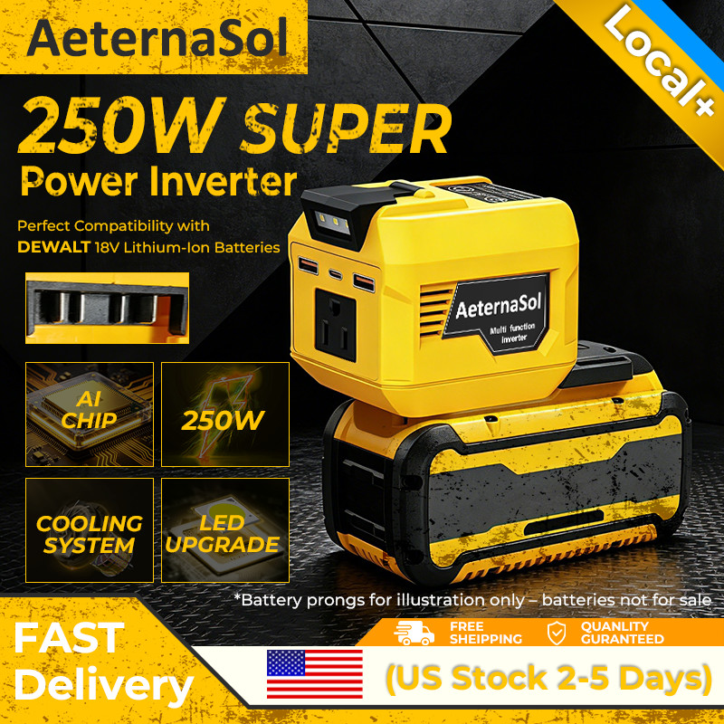 220W-250W Power Inverter for Dewalt 20V Battery AC 110V Outlet Portable Camping