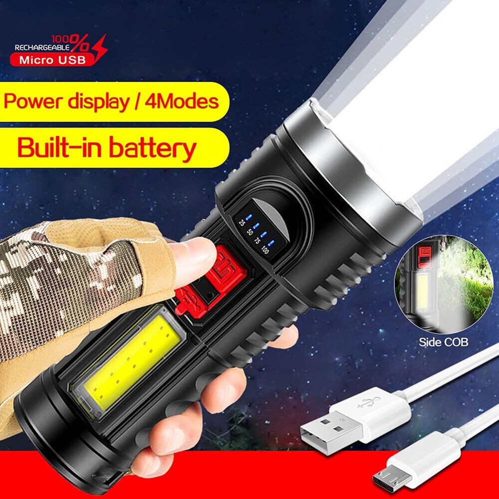 2X 990000000 Lumens Super Bright LED Tactical Flashlight Rechargeable Work Torch