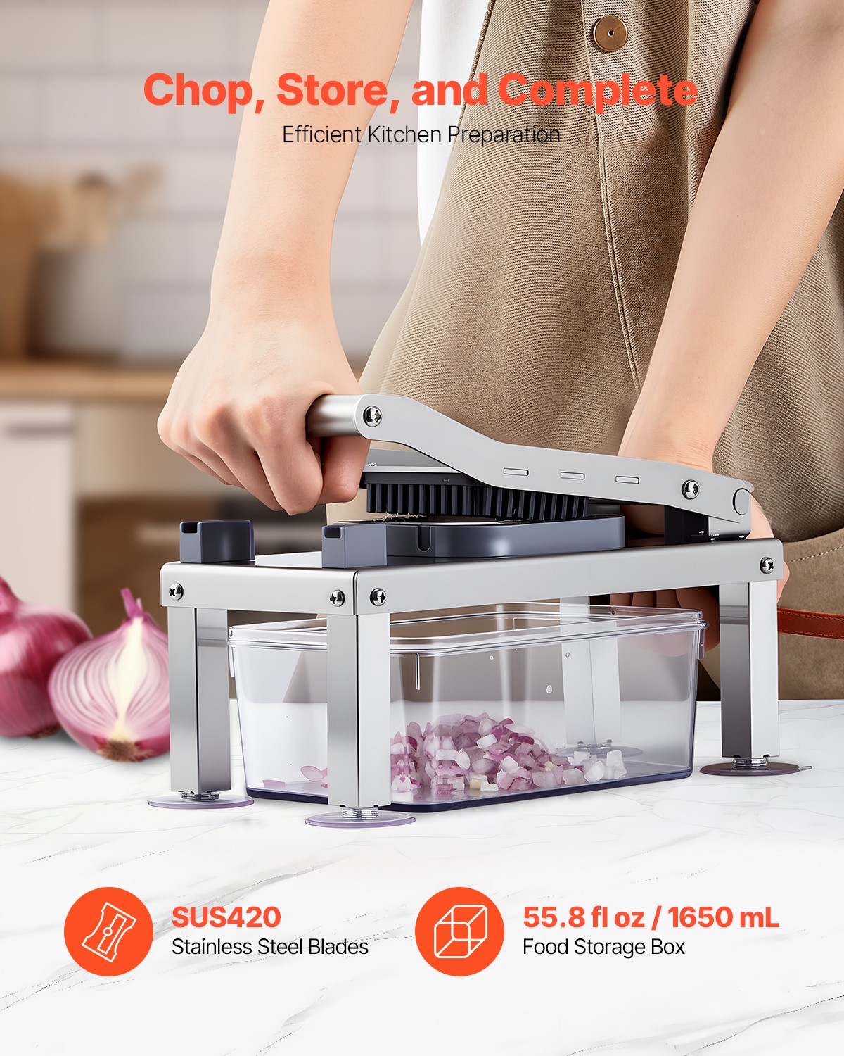 VEVOR Vegetable Chopper Mandoline Slicer All-in-1 Food Veggie Cutter 8 Blades