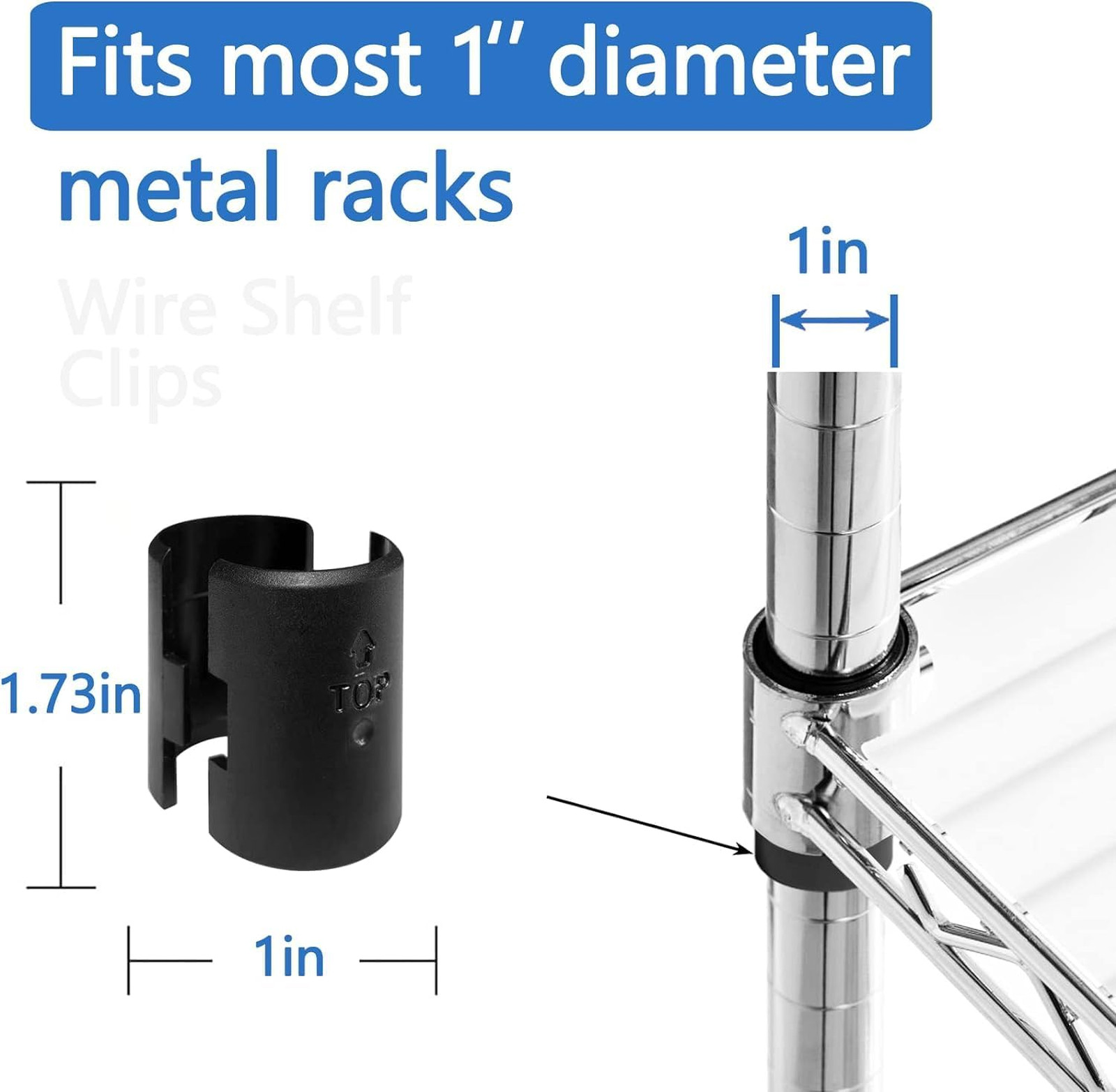 Wire Shelf Clips 1 Inch Plastic Metal Pack 36 for Wire Shelving System Black