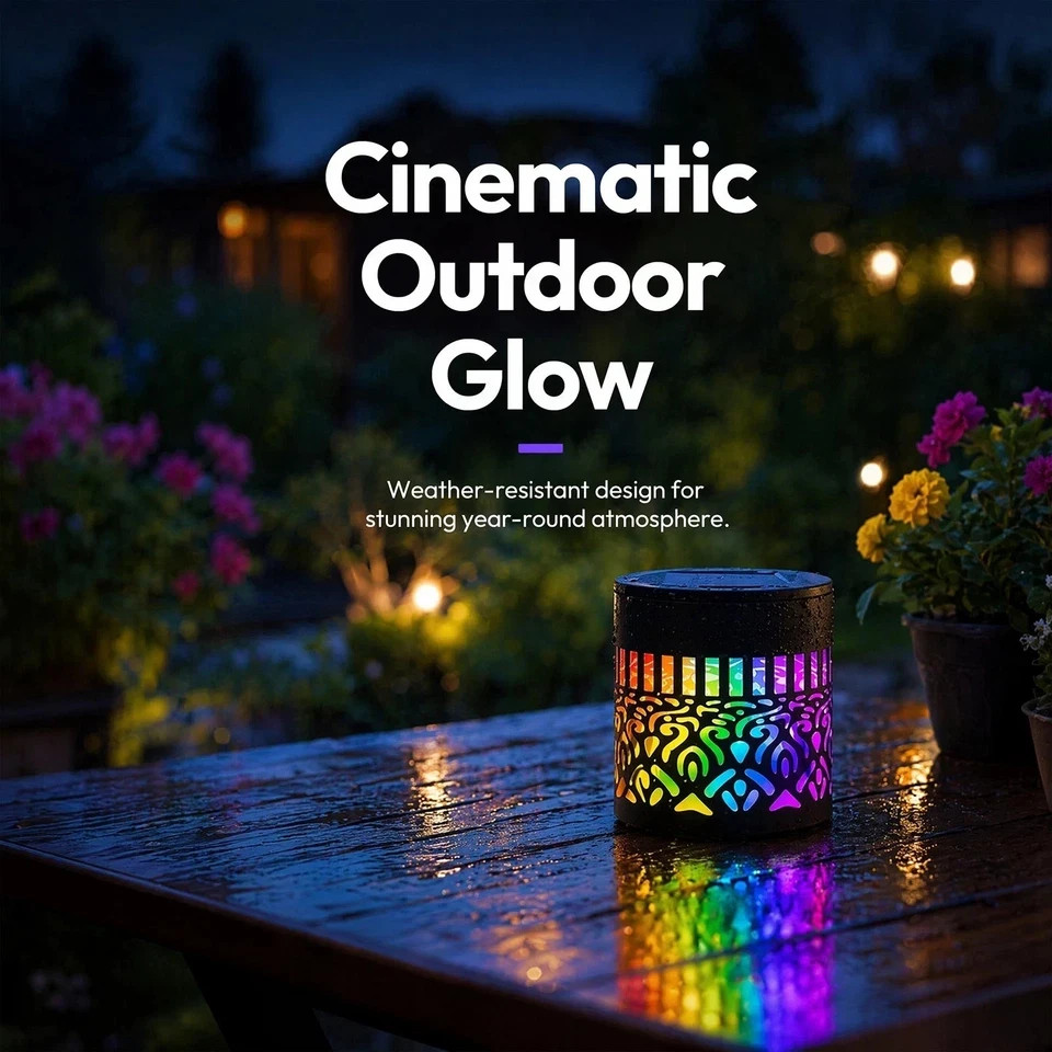 7Color Solar Mandala Projection Light Waterproof Outdoor Yard Garden Fence Decor