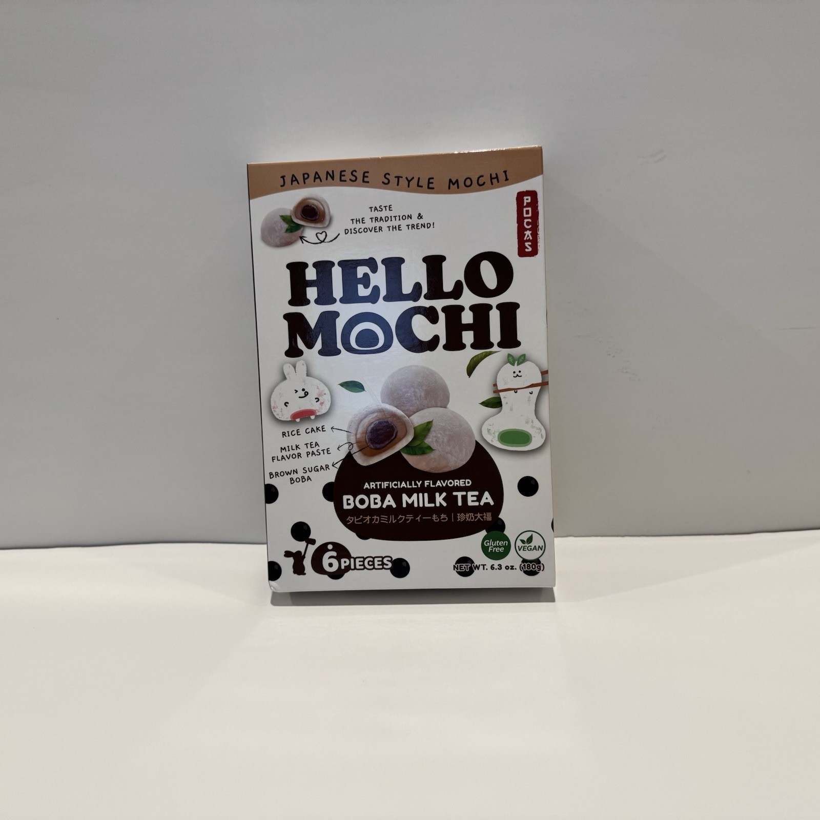 Pocas Hello Mochi Japanese Style Mochi 6pc Boba Milk Tea Flavor Candies 6.3 oz