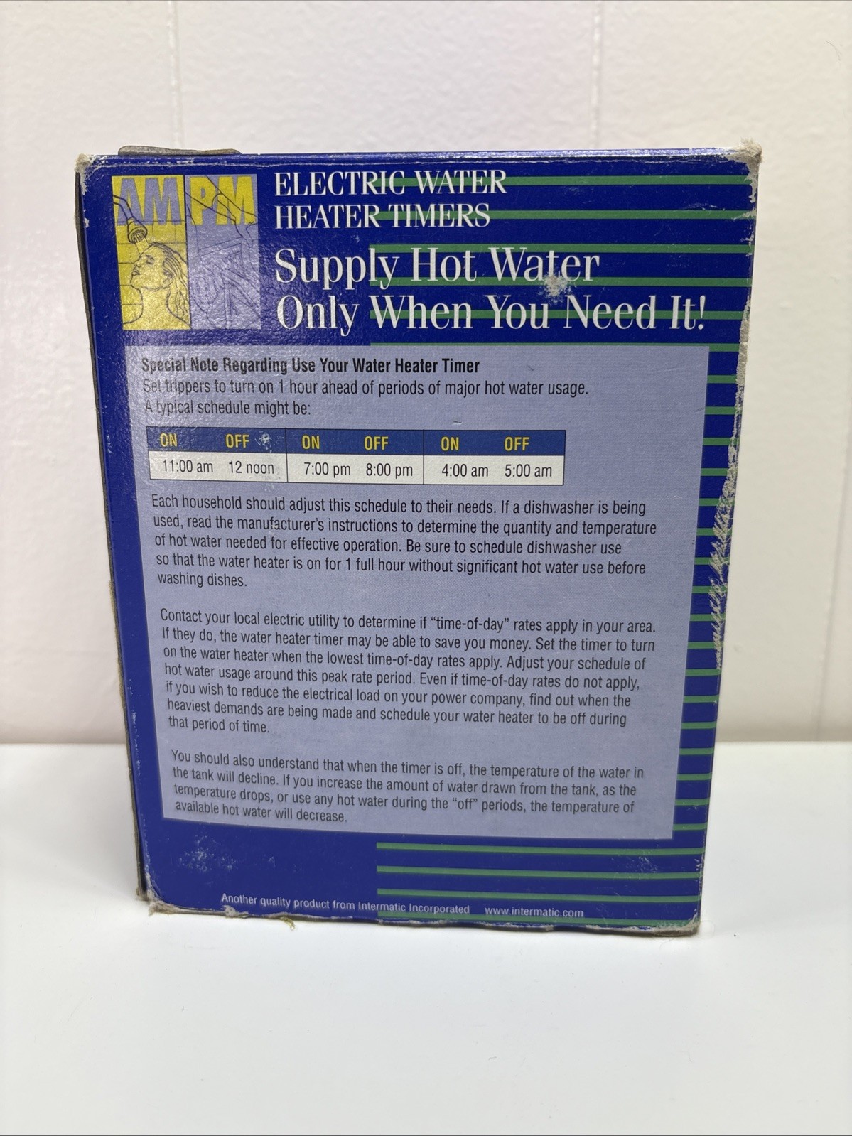 Intermatic Electric Water Heater Timer WH21 25A 250V Bypass Switch