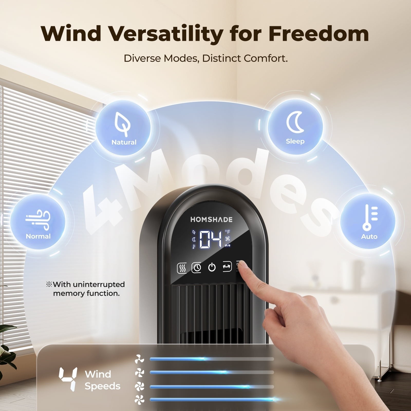 Patbrela Tower Fan for Home,36″ Standing Floor Fan with Remote LED Touchscreen