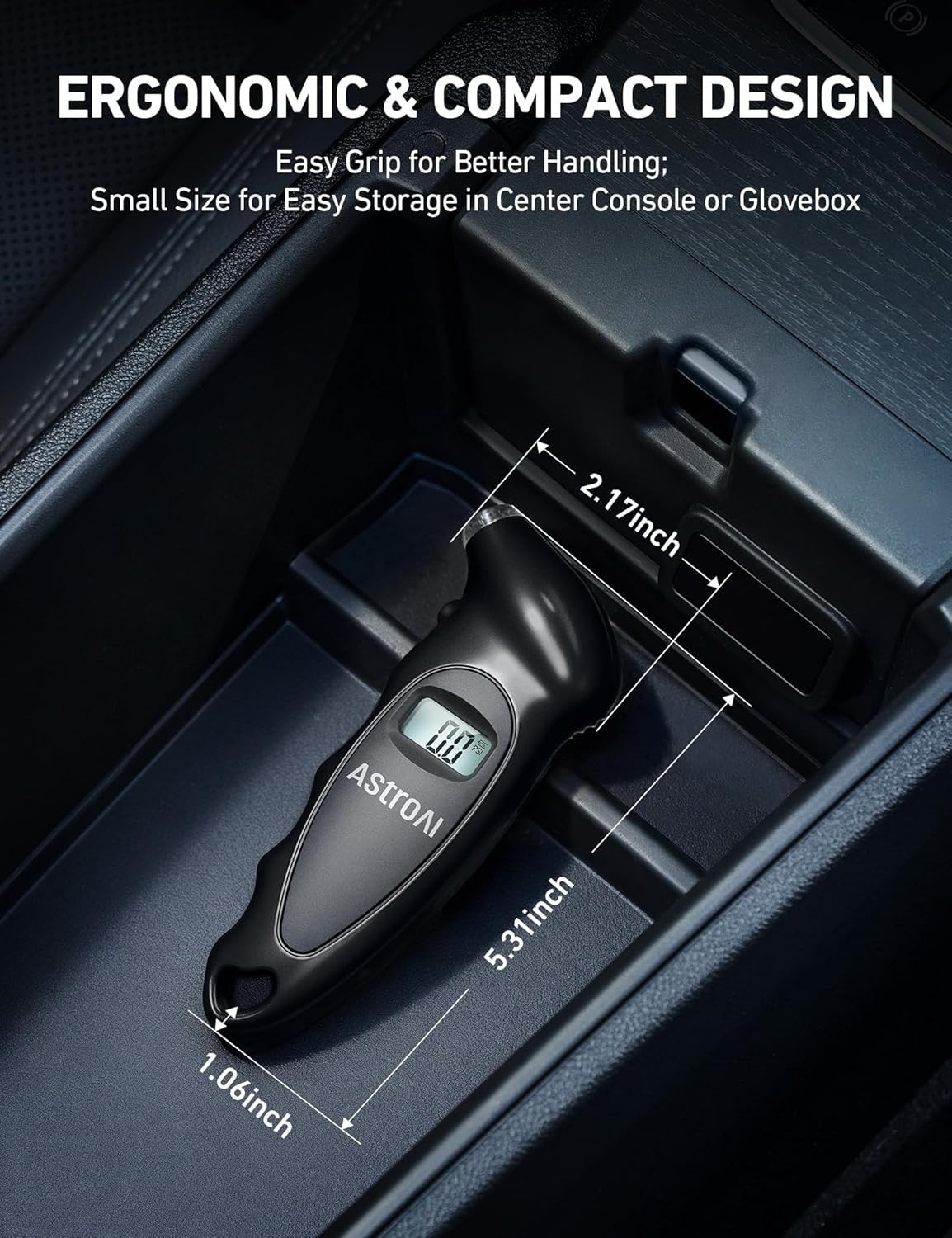 BLACK AstroAI Digital Tire Pressure Gauge 0-150PSI, Accurate in 0.1 Increments