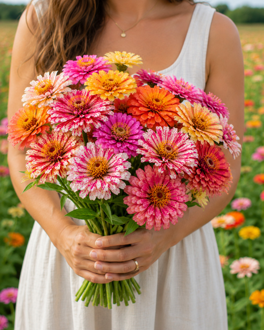 Bon Bon Mix Zinnia Seeds Candy Striped Heirloom Cut Flower Annual